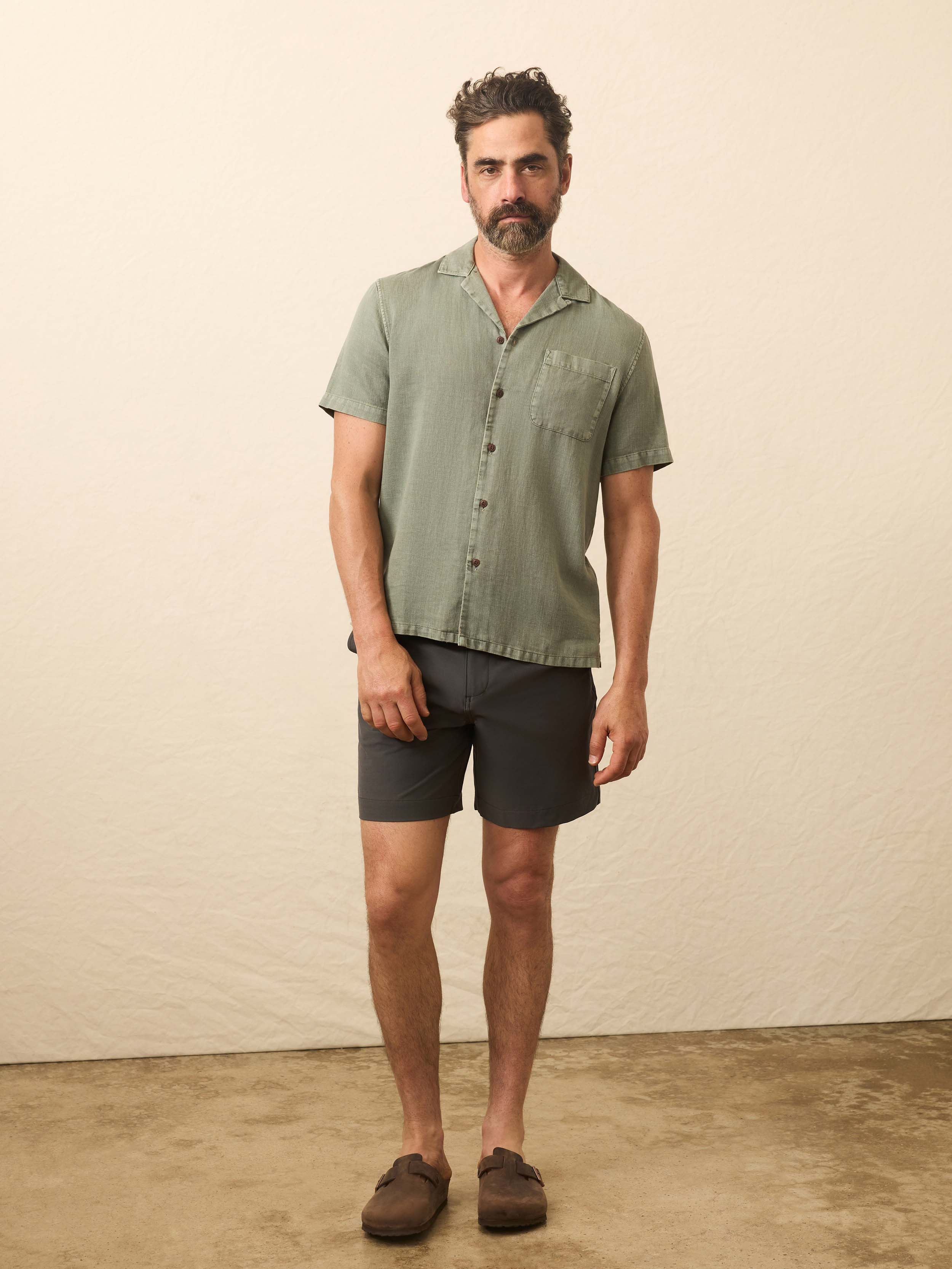 Short-Sleeve Hemp Blend Shirt - Olive Dusk - Image 4