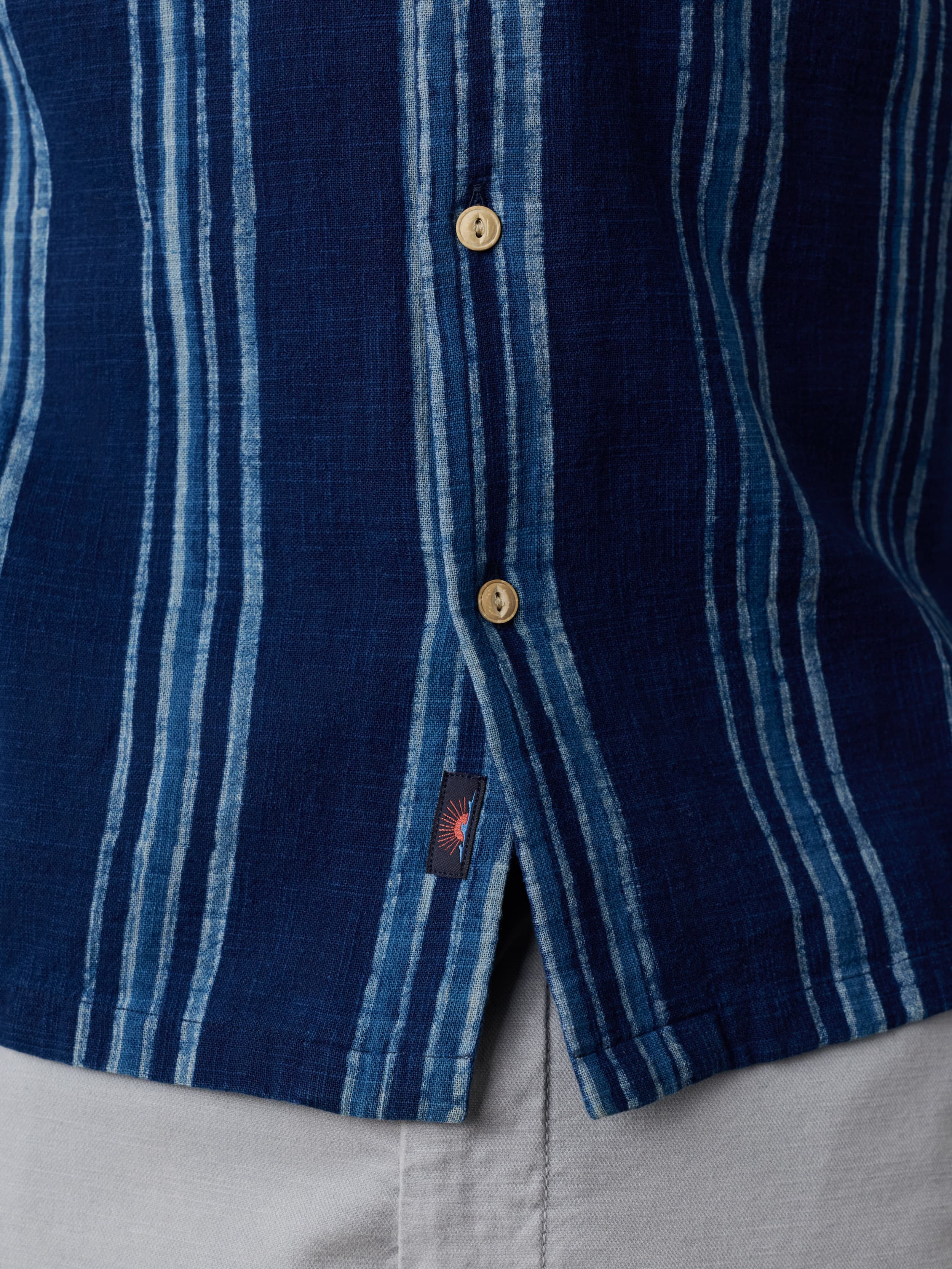 Short-Sleeve Indigo Camp Shirt - Northern Blue Indigo Stripe - Image 5