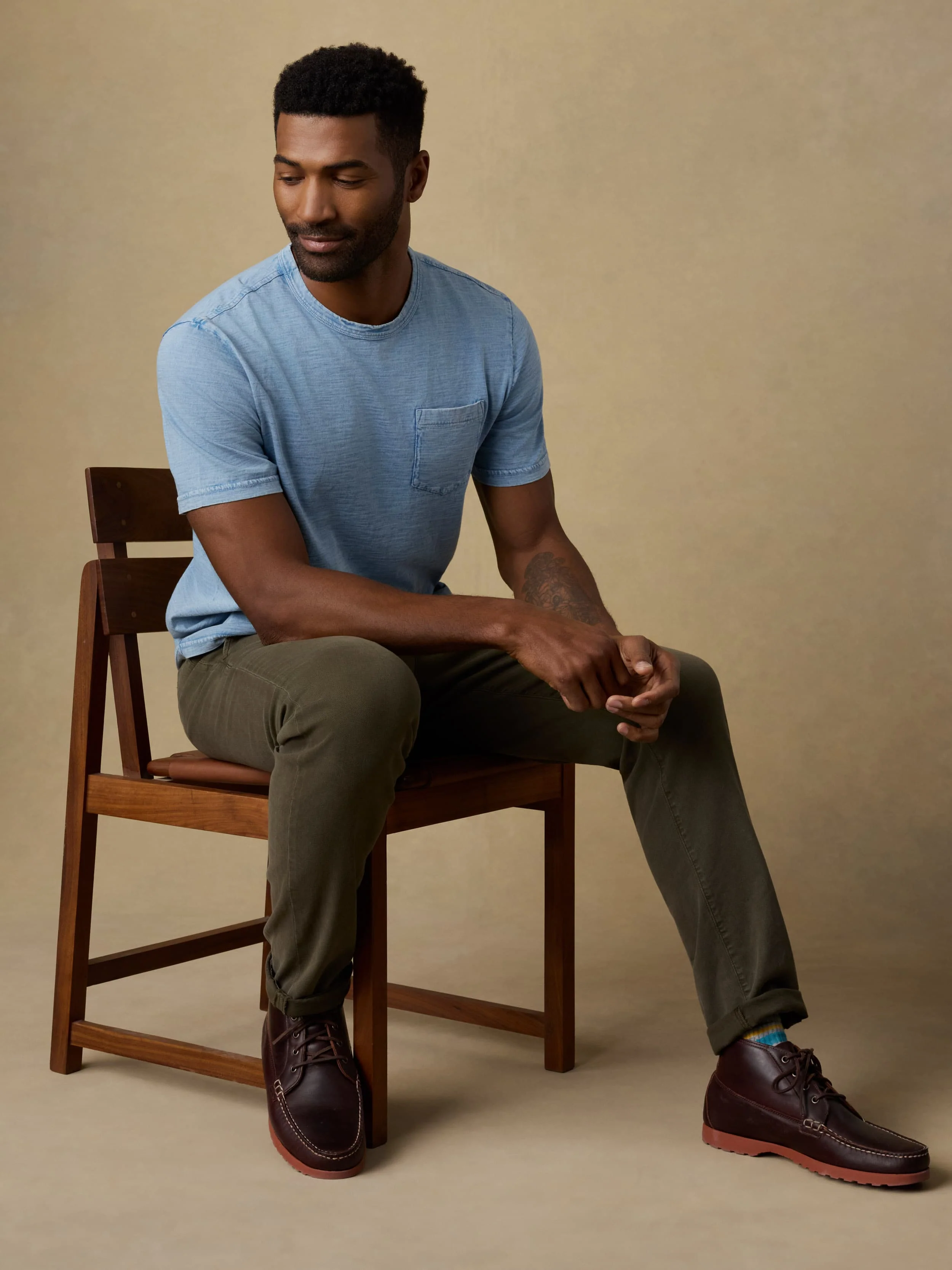 Short-Sleeve Indigo Pocket Tee - 10-year Wash - Image 4
