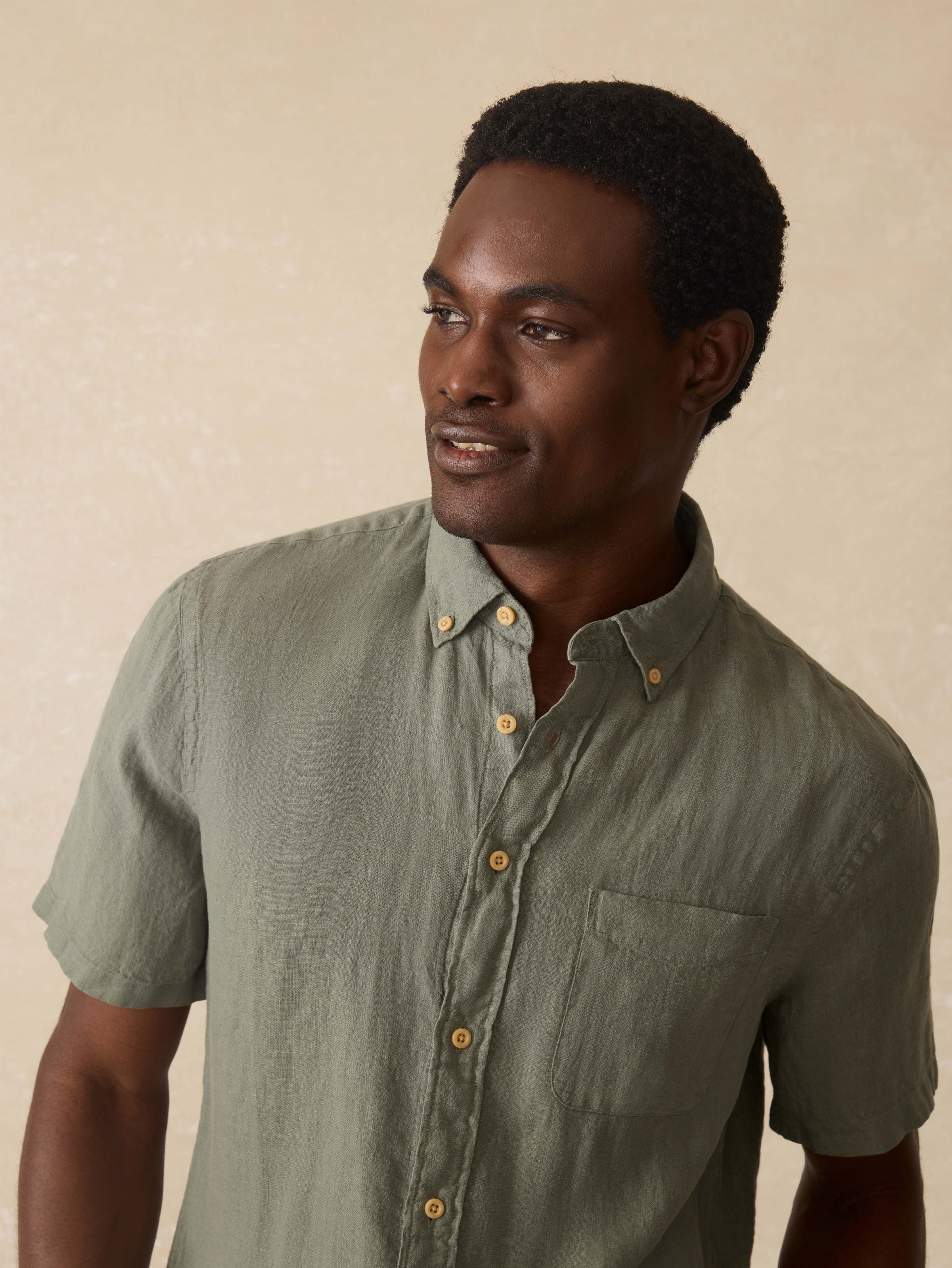 Short-Sleeve Laguna Linen Shirt - Spruce - Image 6