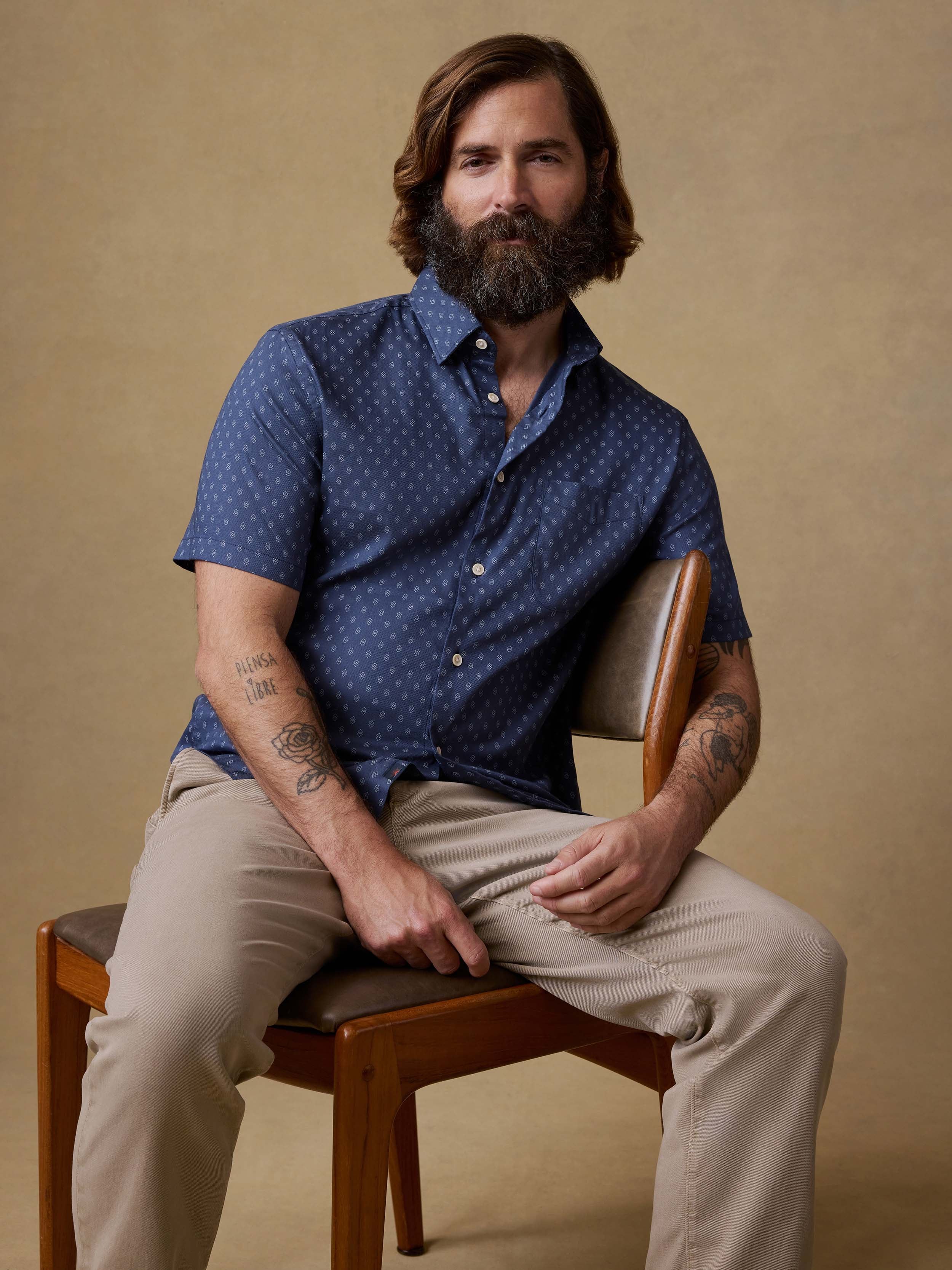 Short-Sleeve Movement™ Monterey Shirt - Navy Dusk Diamond - Image 5