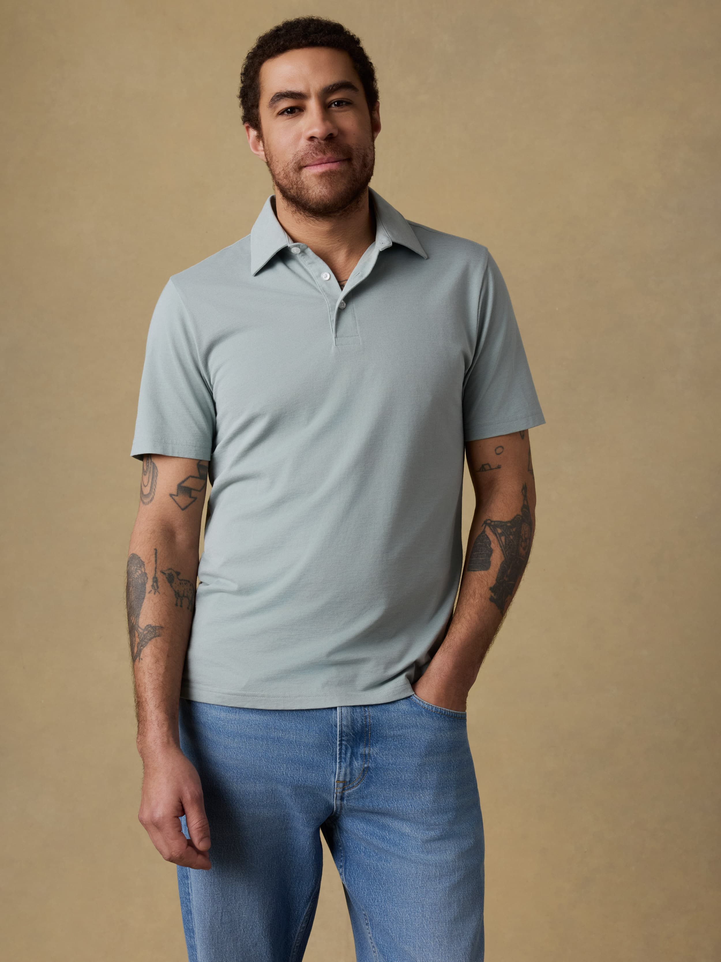 Short-Sleeve Movement™ Pique Polo - Aspen Green Melange - Image 4