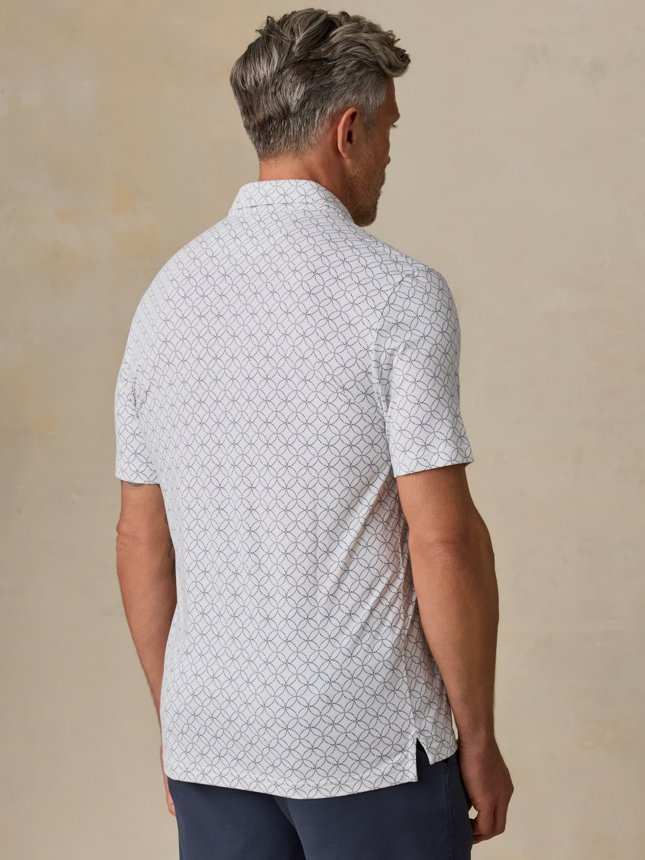 Short-Sleeve Movement™ Pique Polo - Ivory Blue Moonlight - Image 3