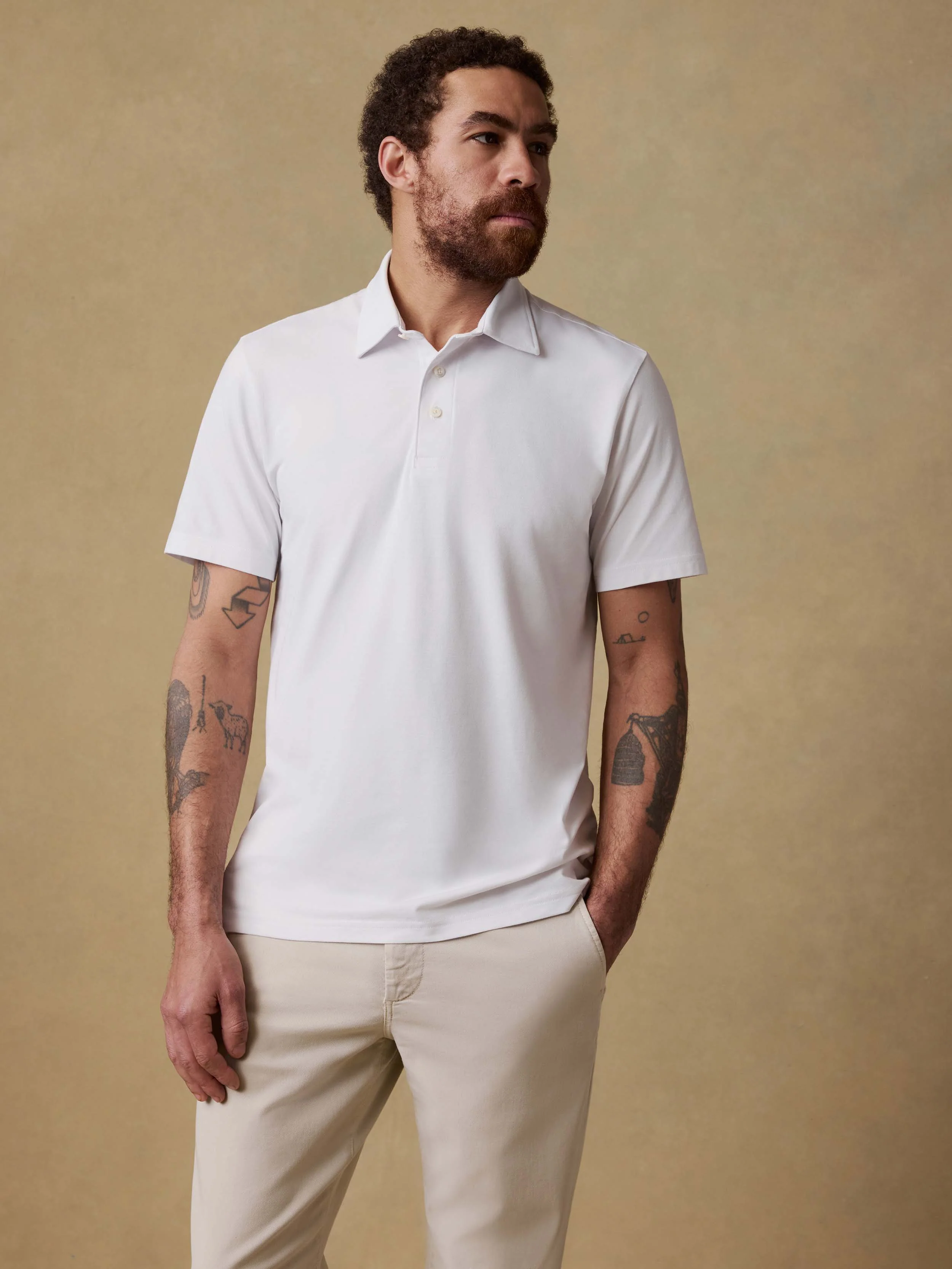 Short-Sleeve Movement™ Pique Polo - Pure White - Image 2