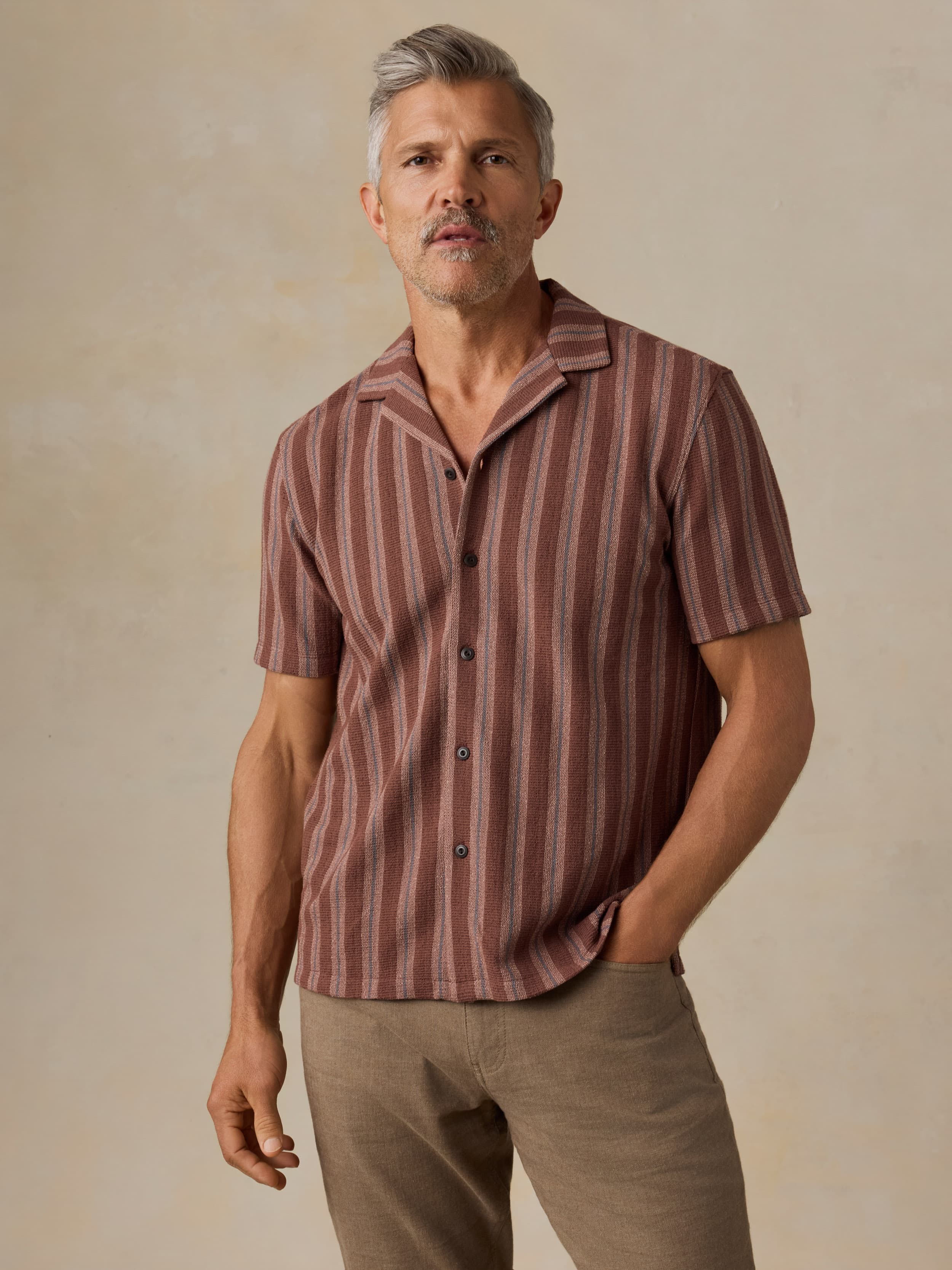 Short-Sleeve Oasis Camp Shirt - Autumn Sky Stripe - Image 3