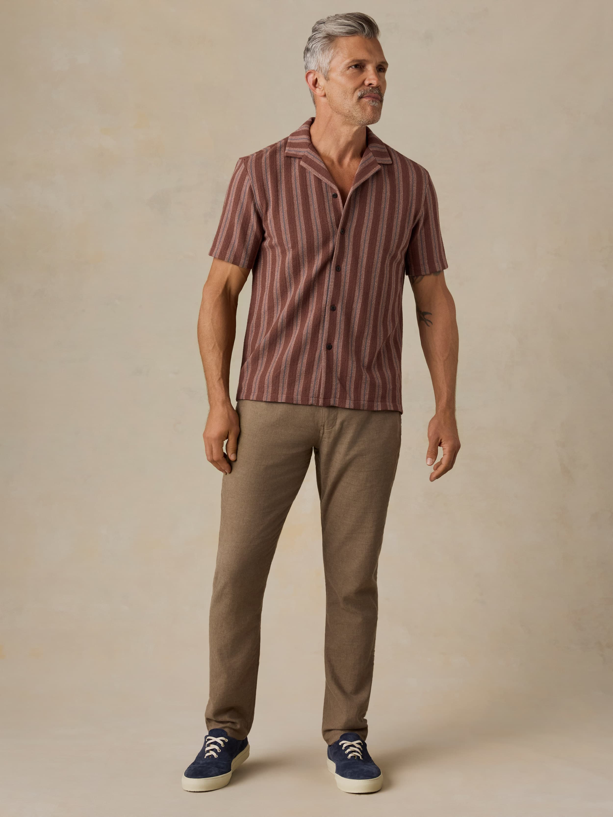Short-Sleeve Oasis Camp Shirt - Autumn Sky Stripe - Image 5