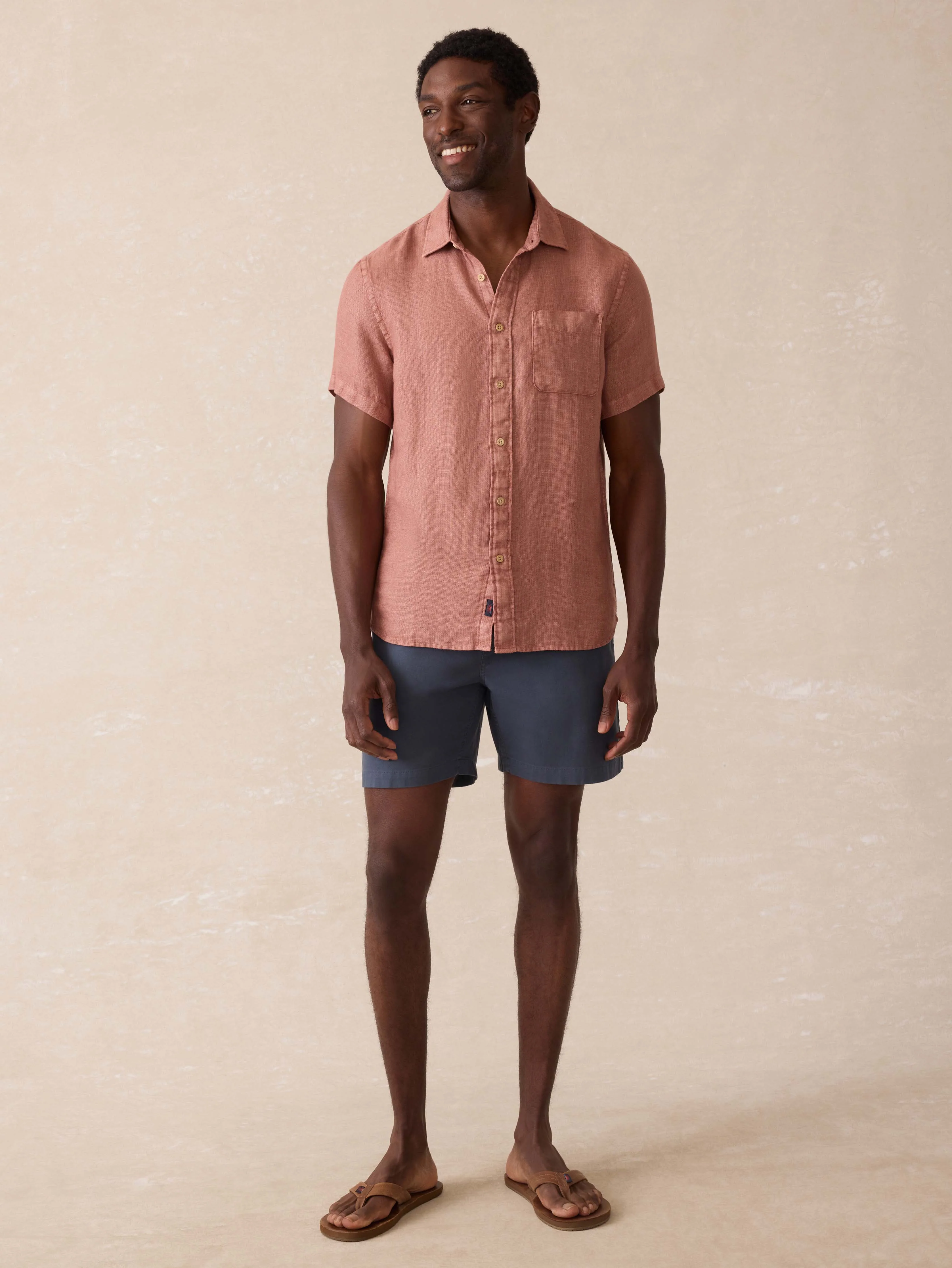 Short-Sleeve Palma Linen Shirt - Cedar Rose - Image 4