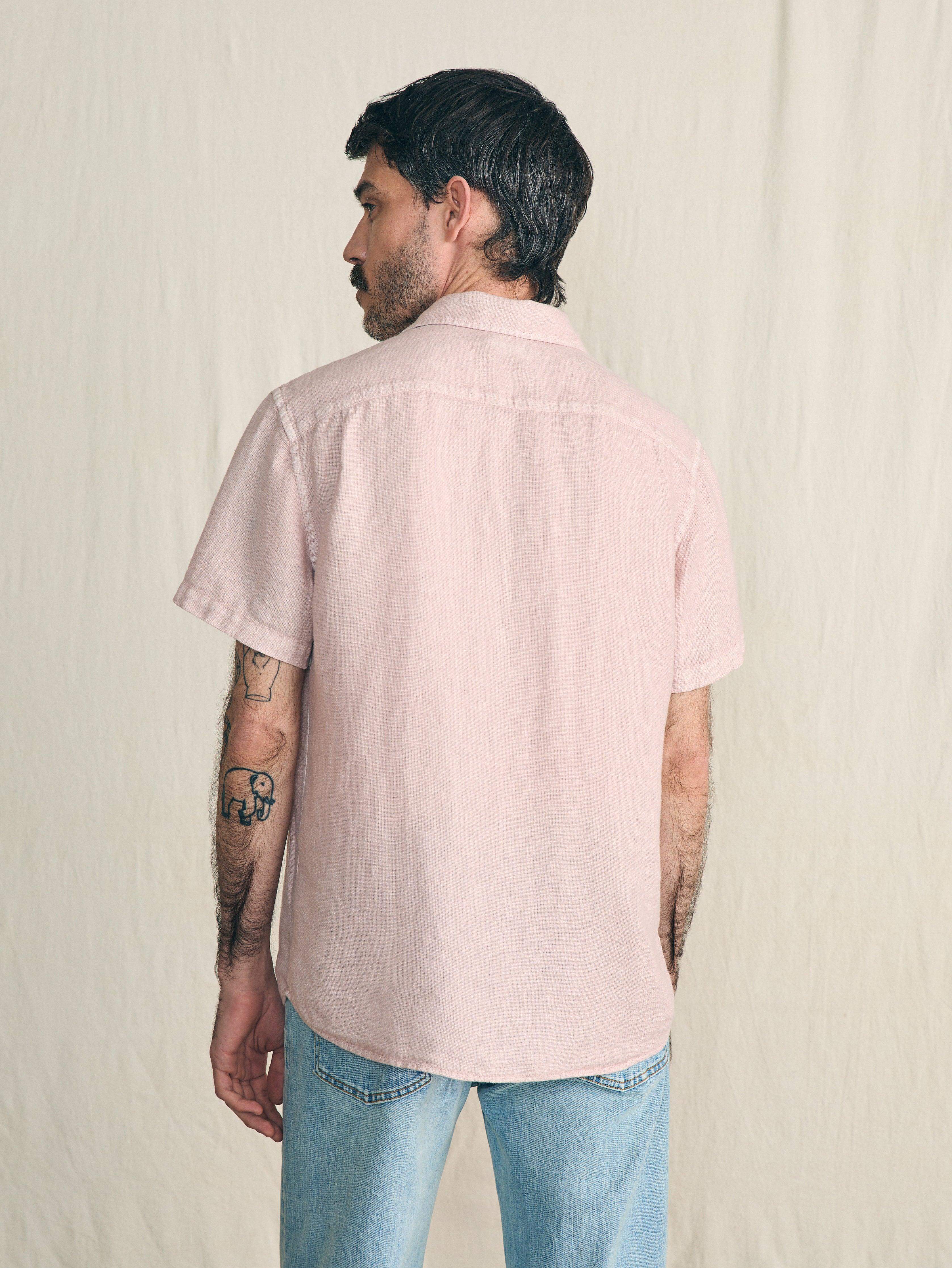 Short-Sleeve Palma Linen Shirt - Coastal Mauve - Image 6