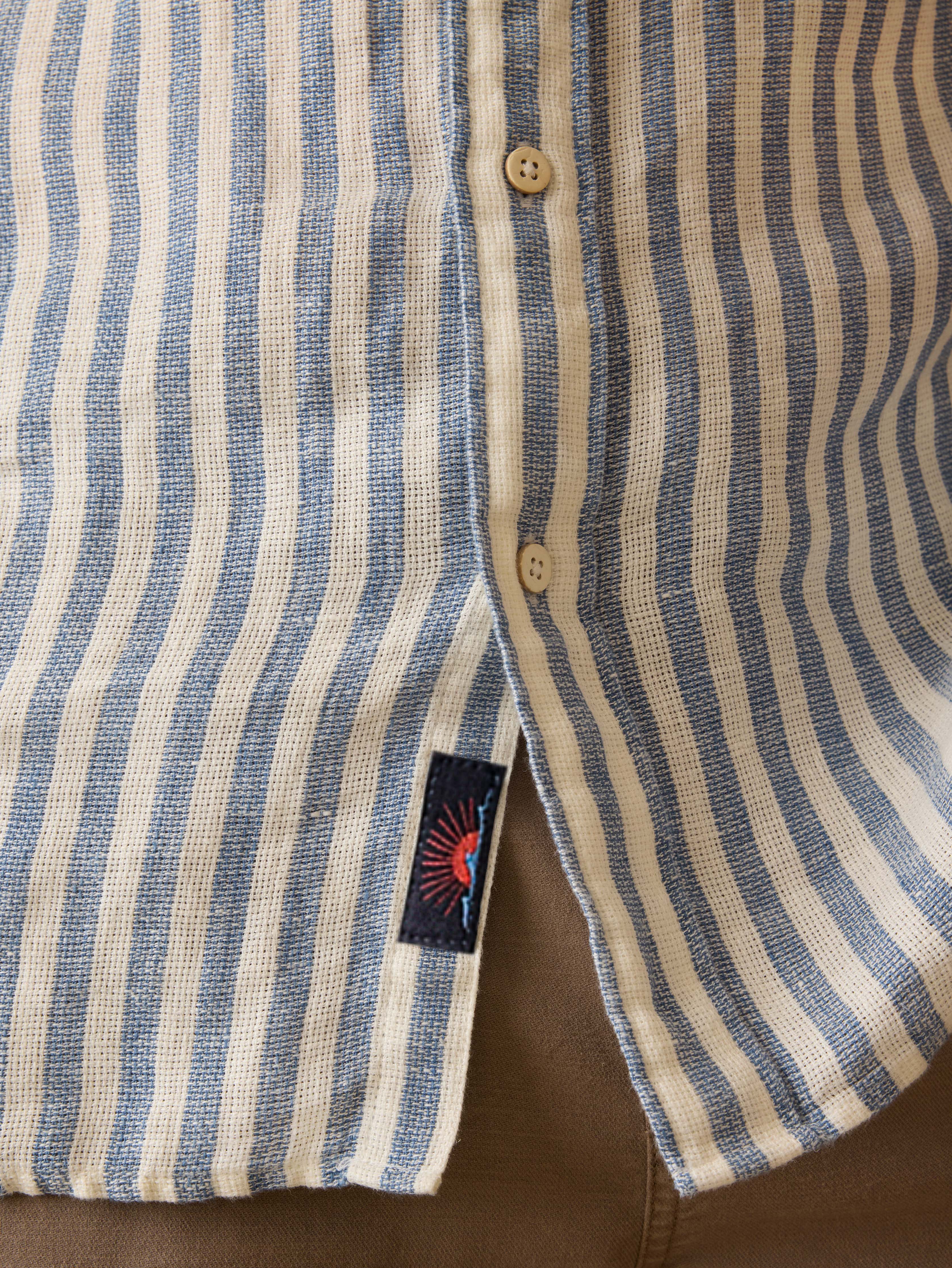 Short-Sleeve Palma Linen Shirt - Horizon Ivory Stripe - Image 2