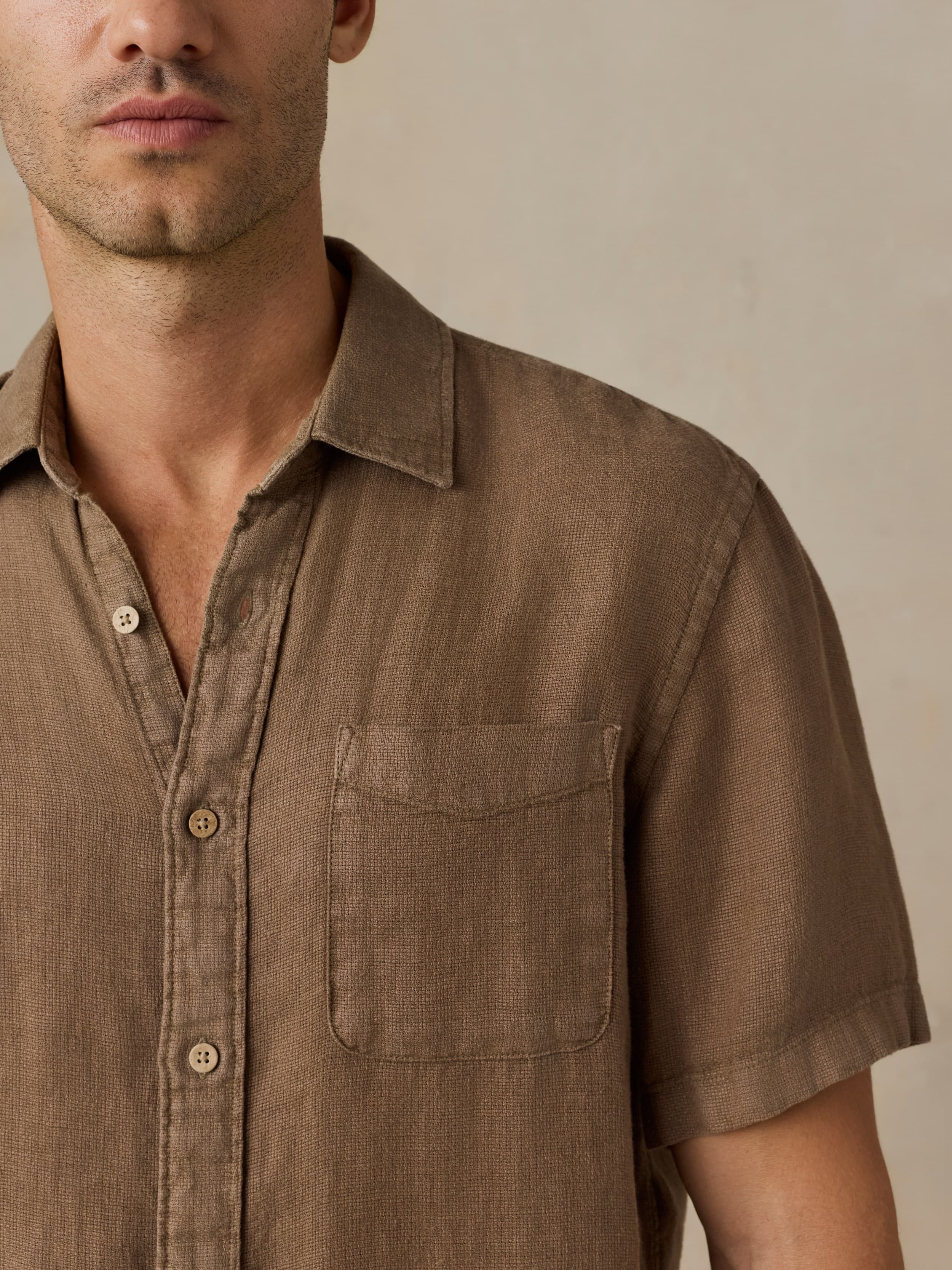 Short-Sleeve Palma Linen Shirt - Island Brown - Image 4