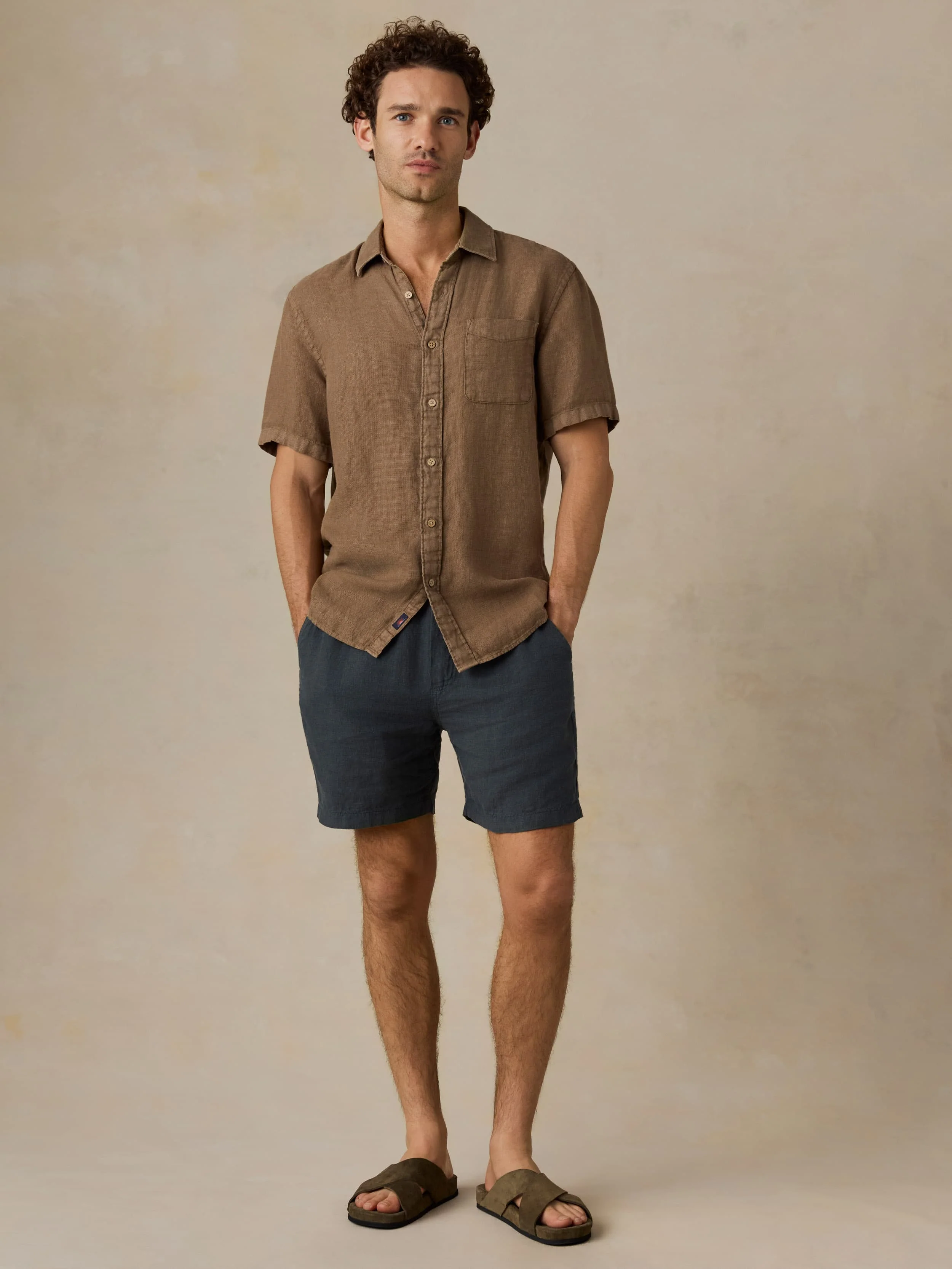 Short-Sleeve Palma Linen Shirt - Island Brown - Image 5