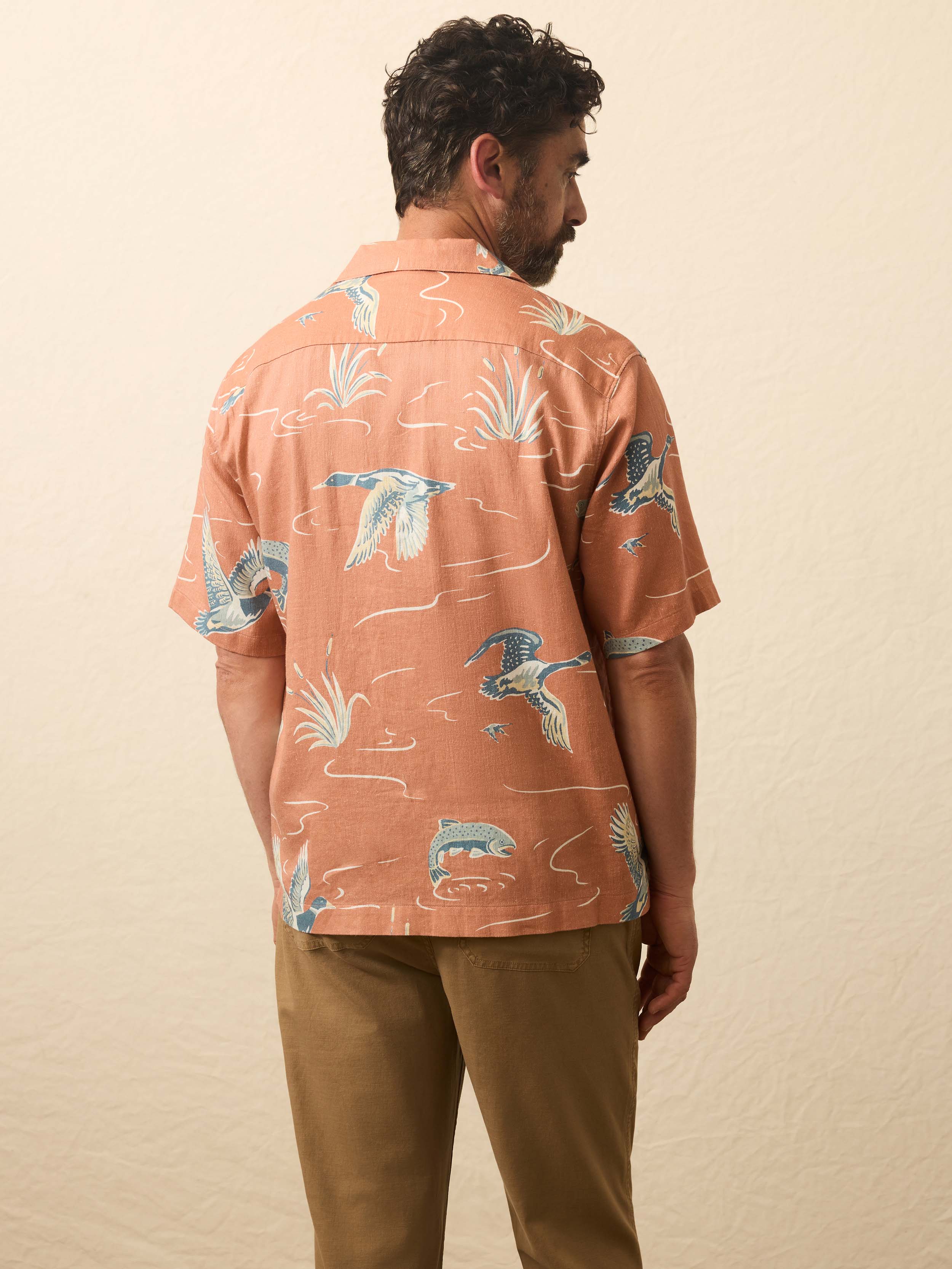 Short-Sleeve Resort Shirt - Red Riverside - Image 5