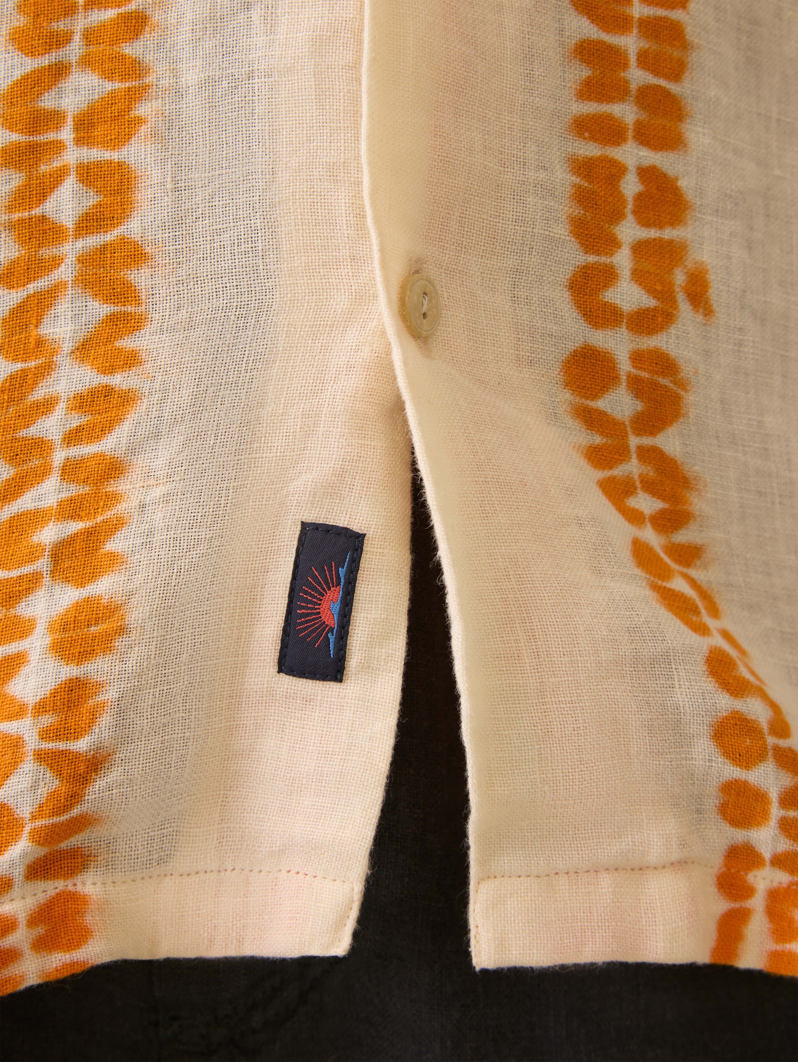 Short-Sleeve Shibori Palma Linen Shirt - Citrus Valley - Image 2