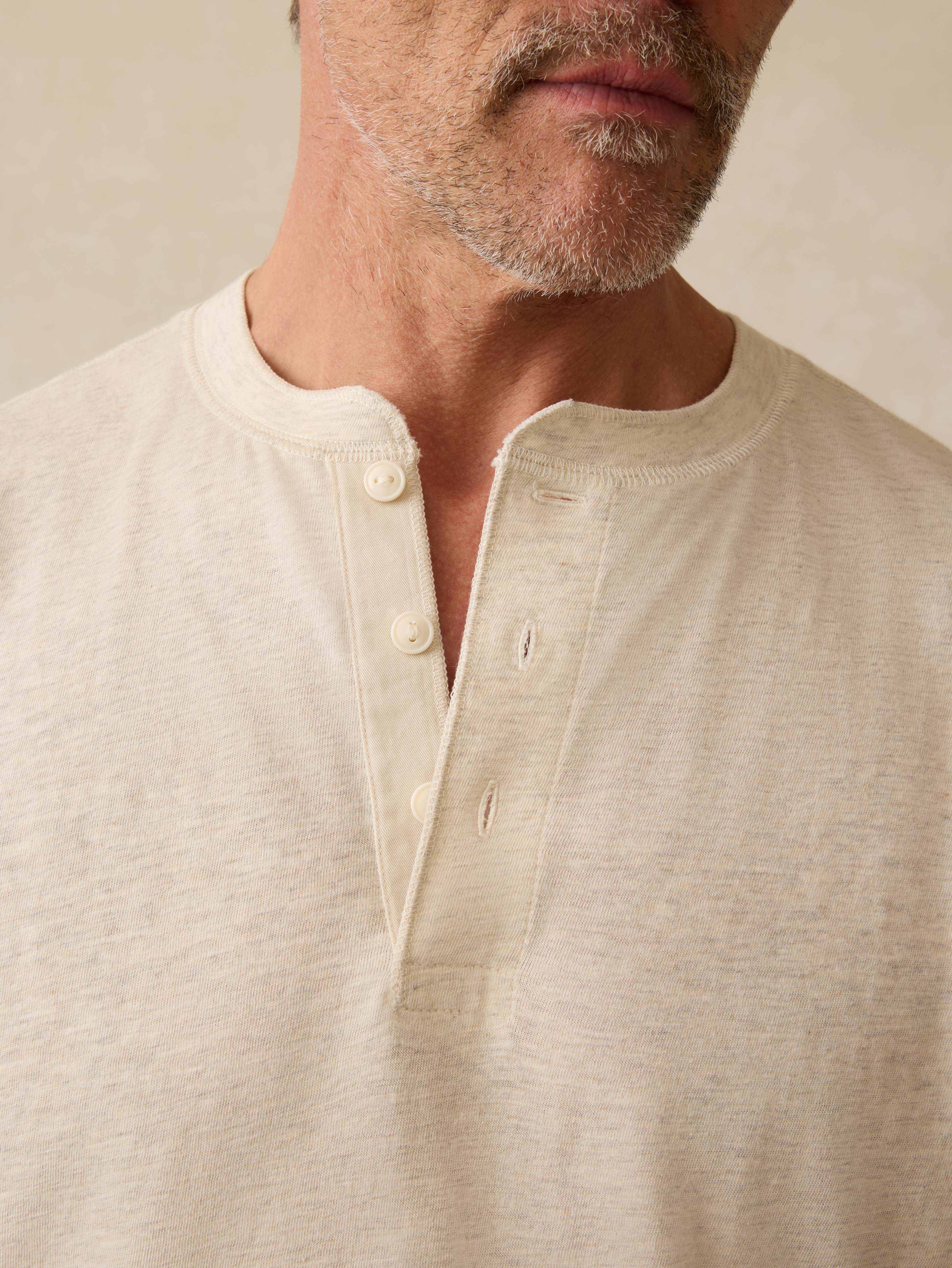 Short-Sleeve Sunwashed Regenerative Henley - Island Dune Heather - Image 2