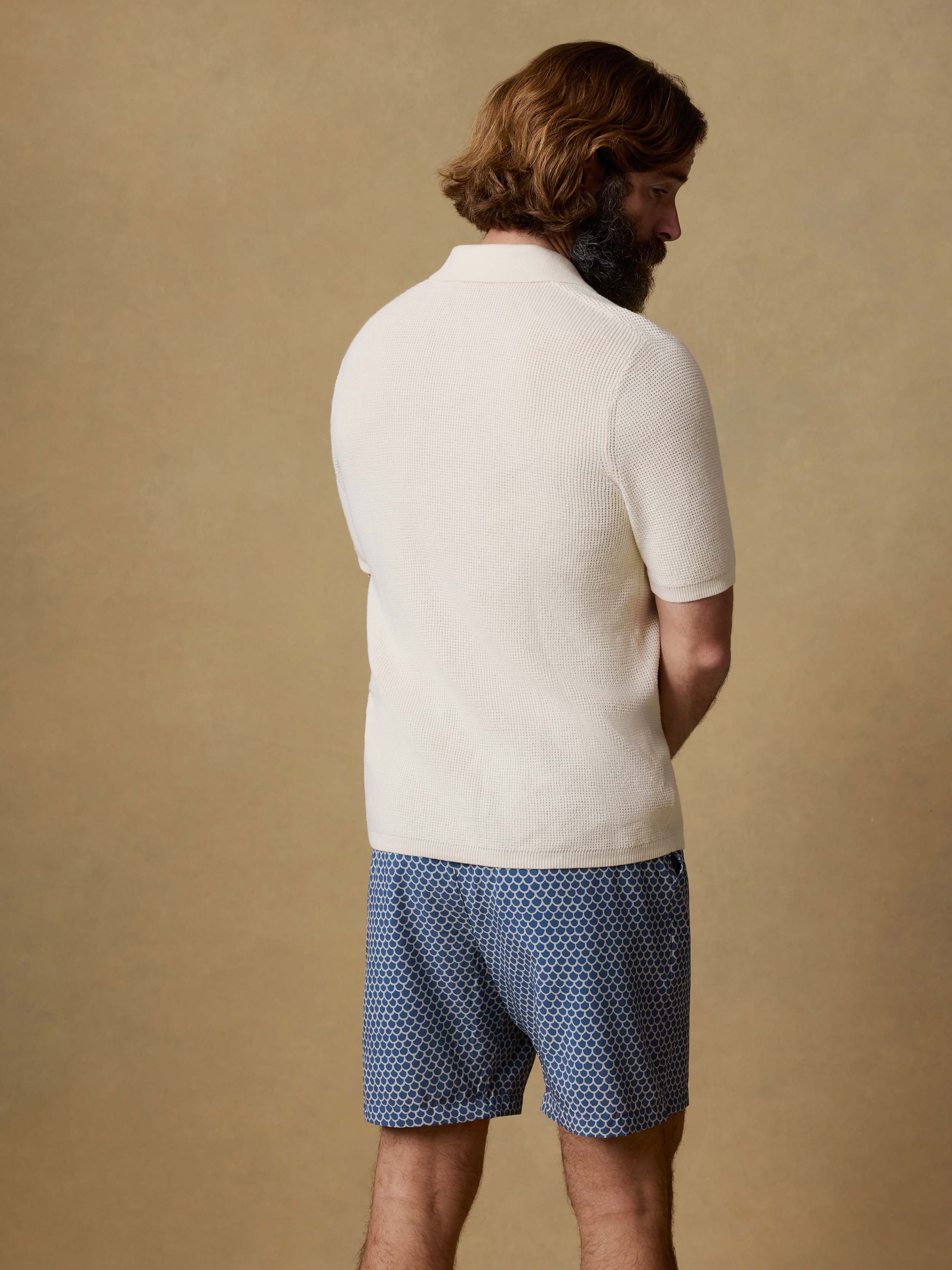 Short-Sleeve Sunwashed Sweater Polo - White Shell - Image 3