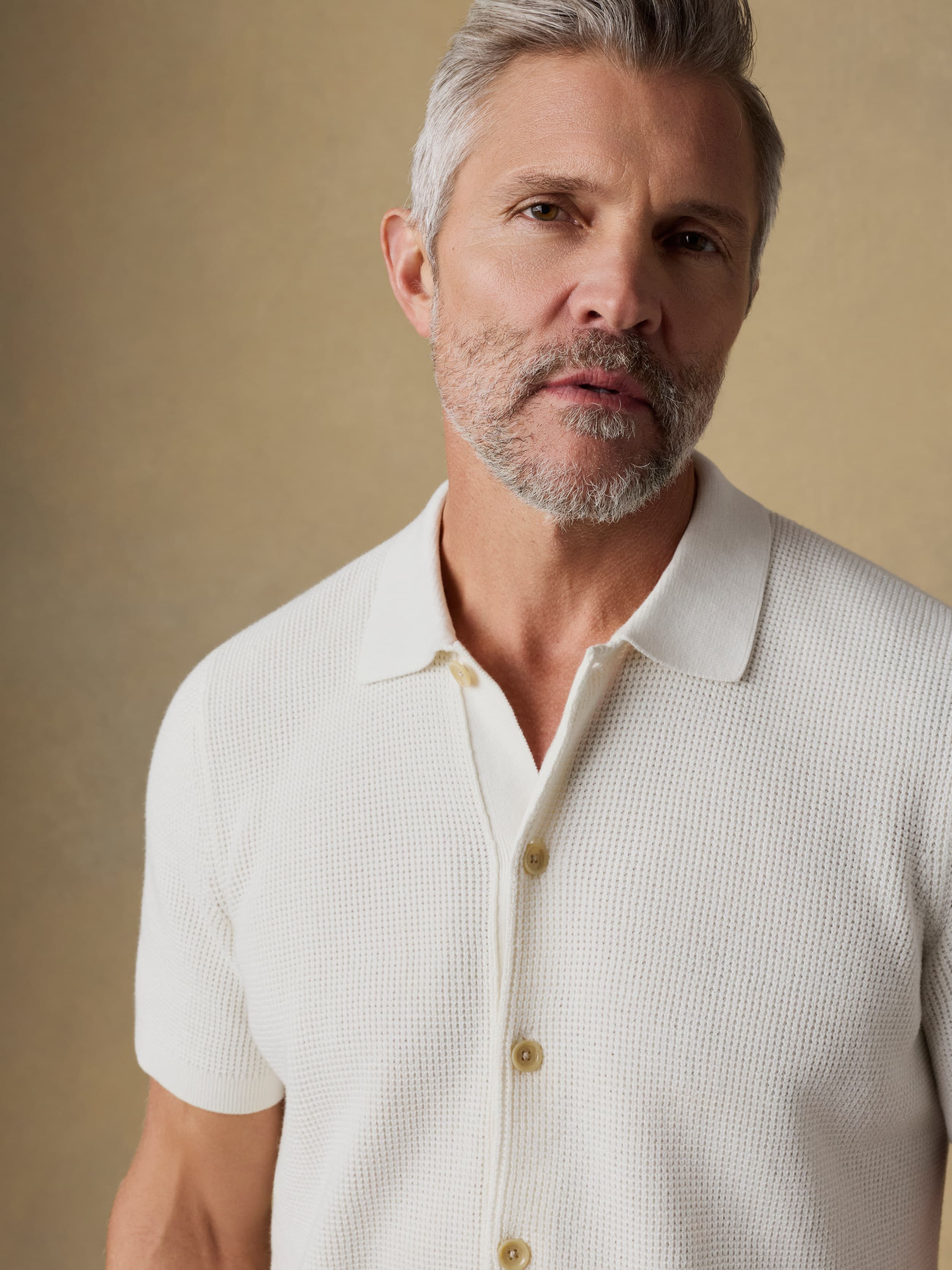 Short-Sleeve Sunwashed Sweater Shirt - White Shell - Image 2