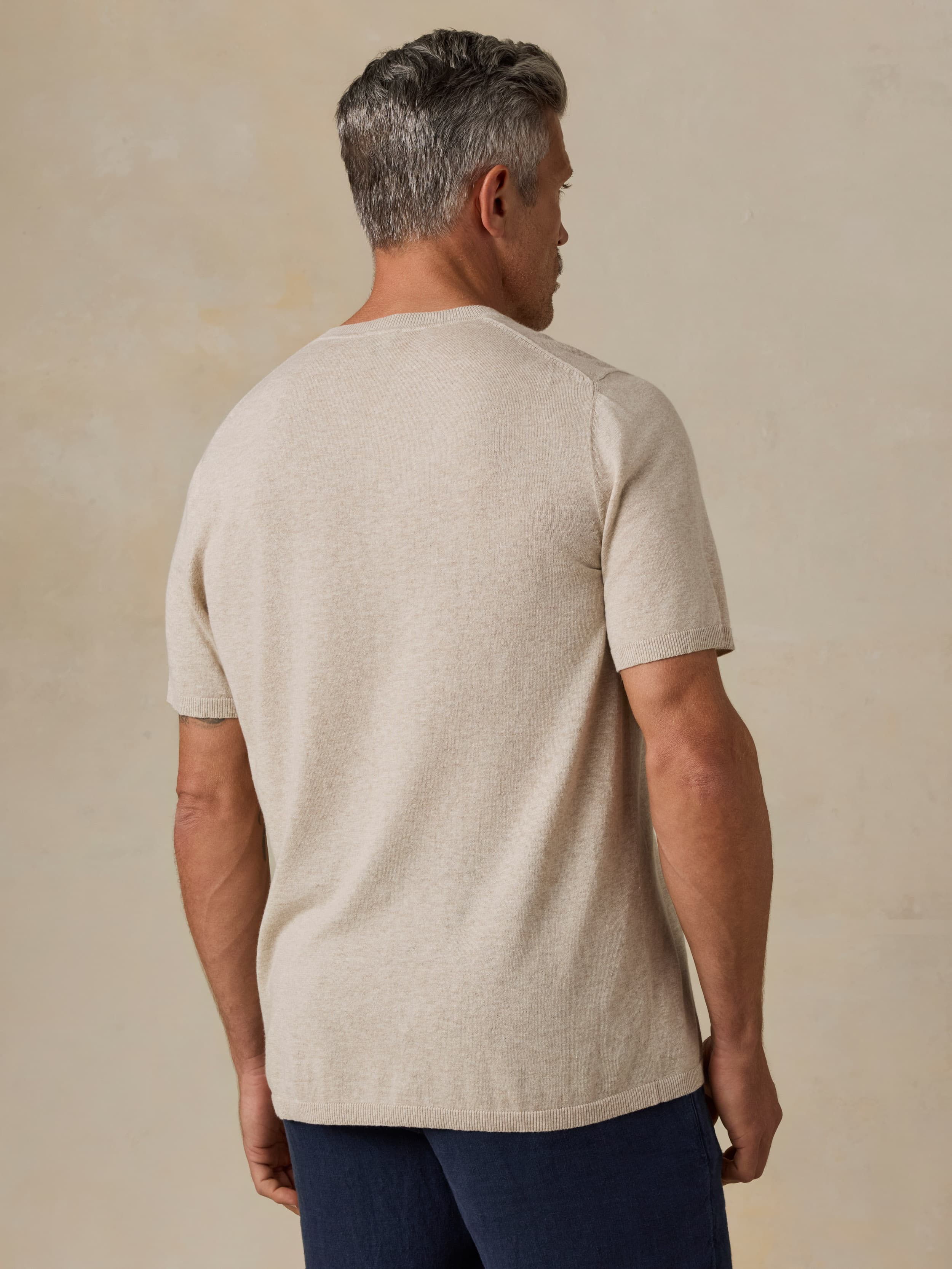 Short-Sleeve Sweater Tee - Faded Sand Melange - Image 4