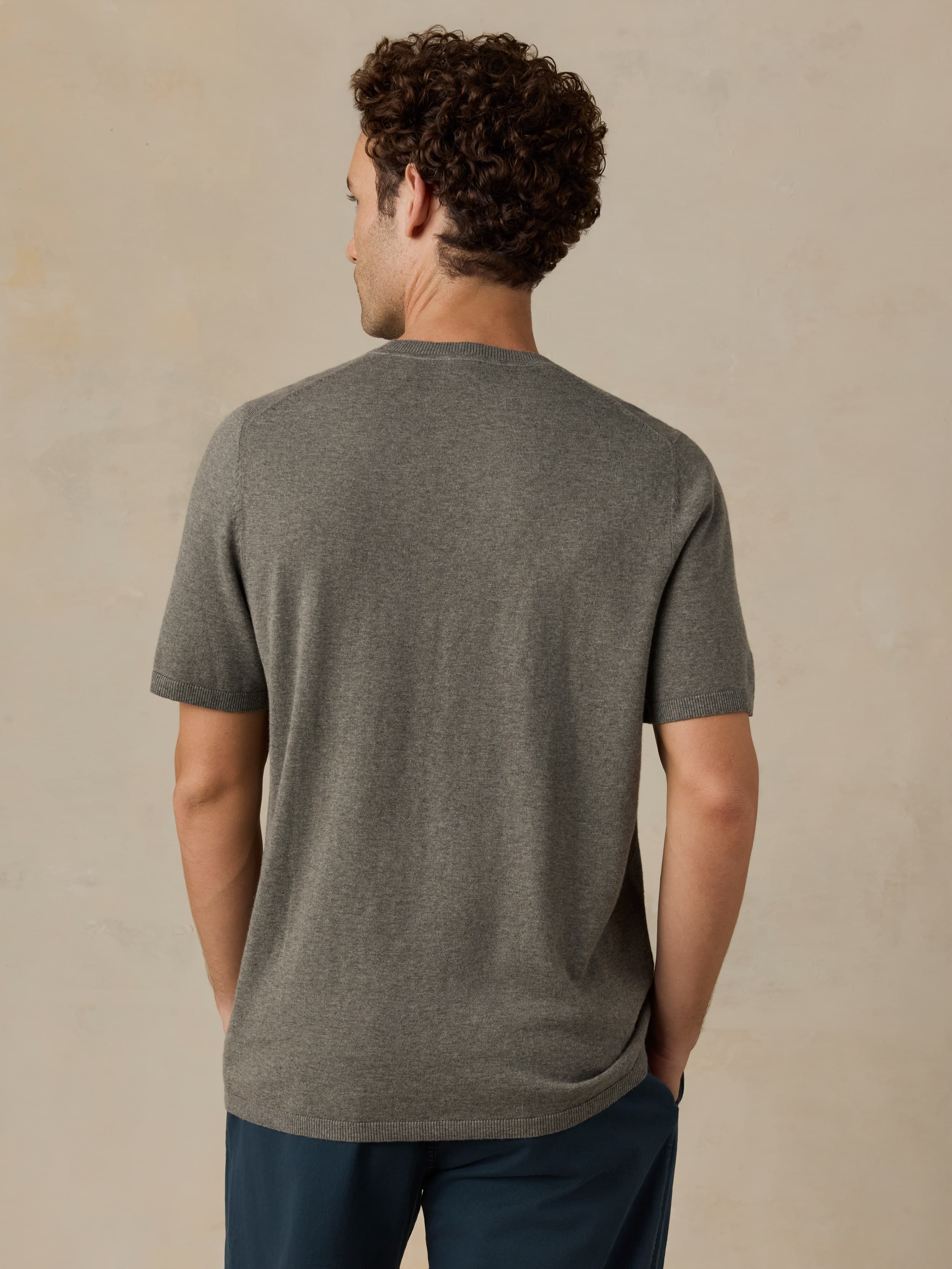 Short-Sleeve Sweater Tee - Olive Range Melange - Image 3