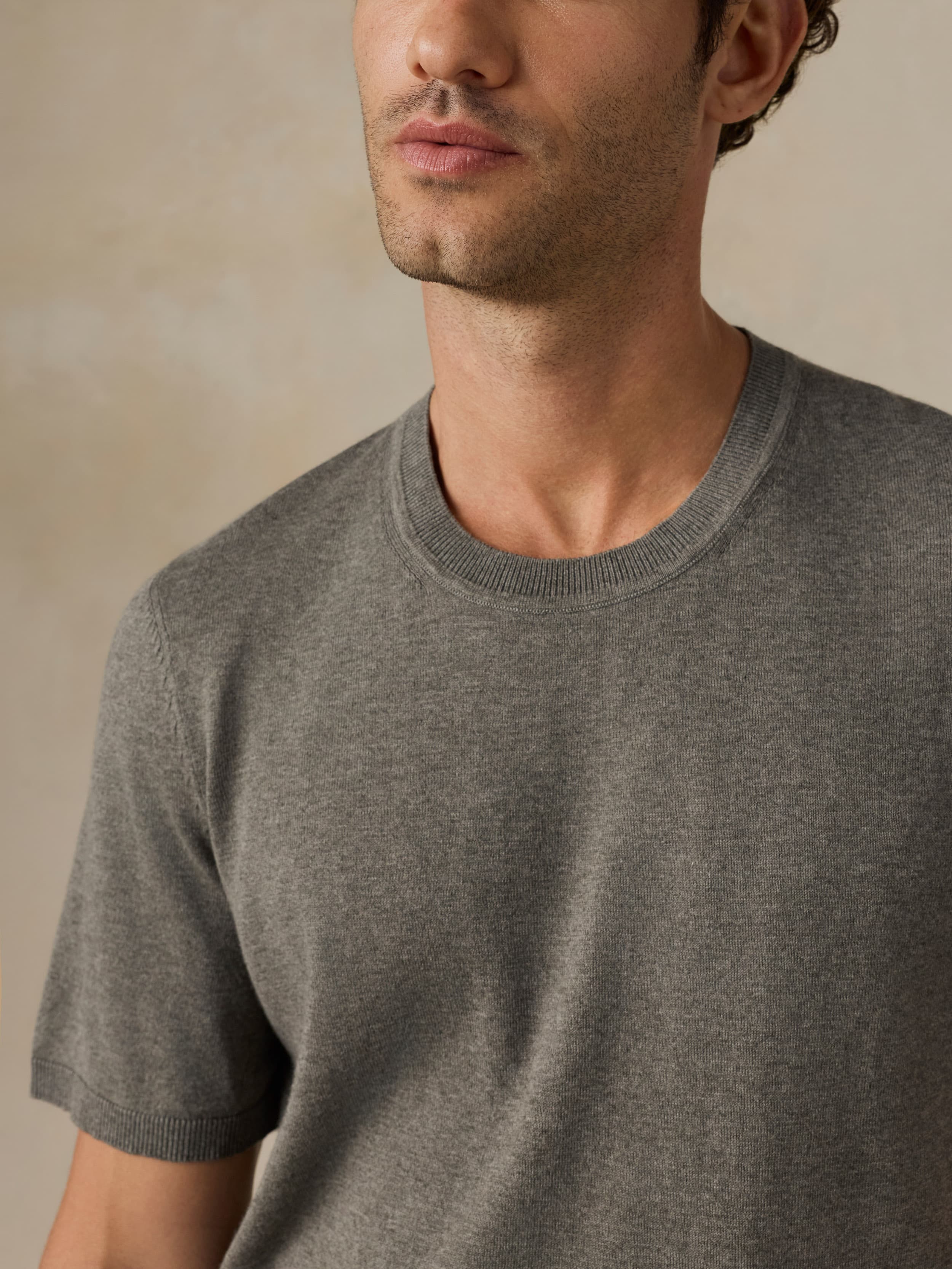 Short-Sleeve Sweater Tee - Olive Range Melange - Image 4