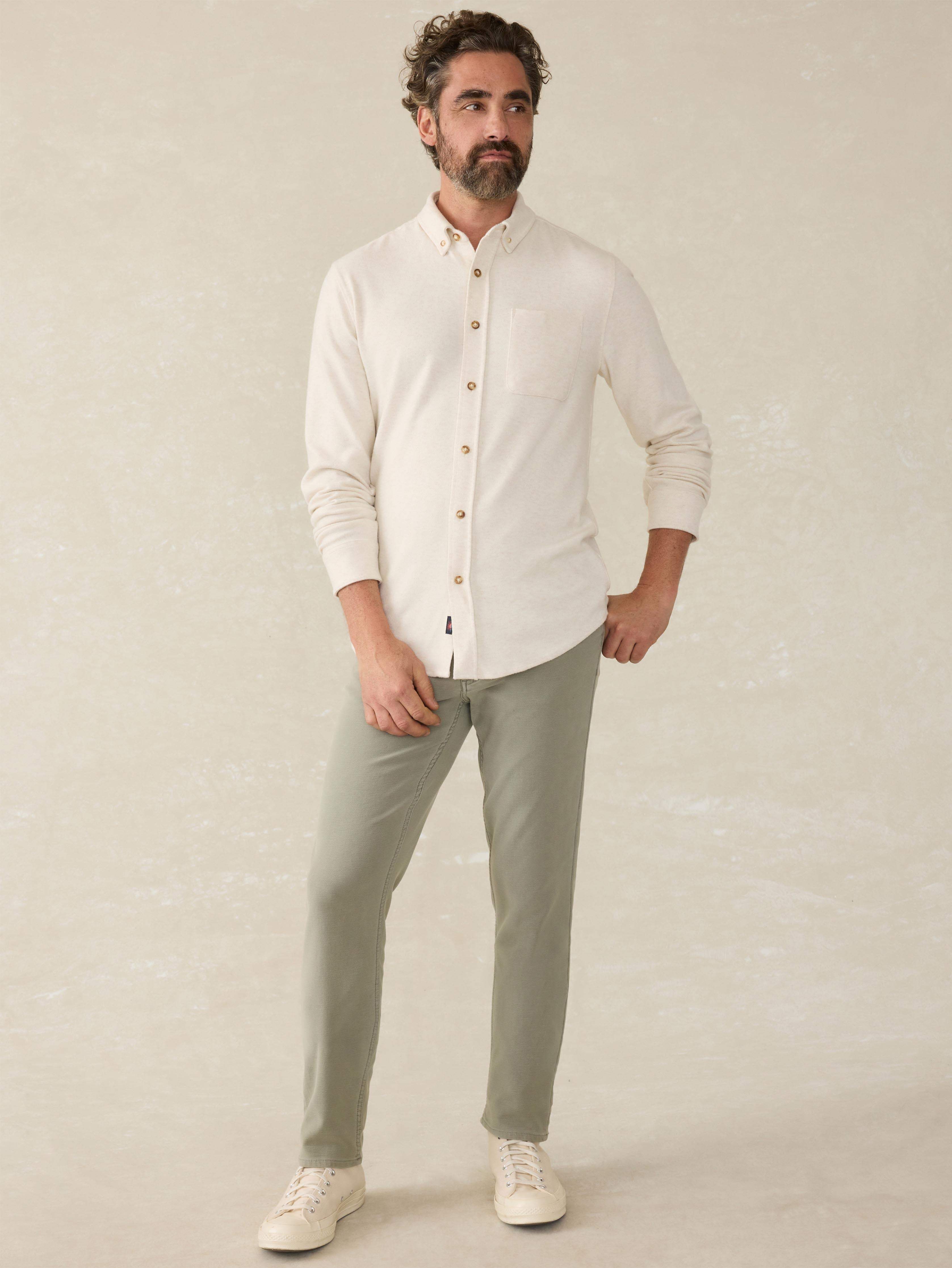 Stretch Terry 5-Pocket Athletic Fit Pant - Faded Olive - Image 3