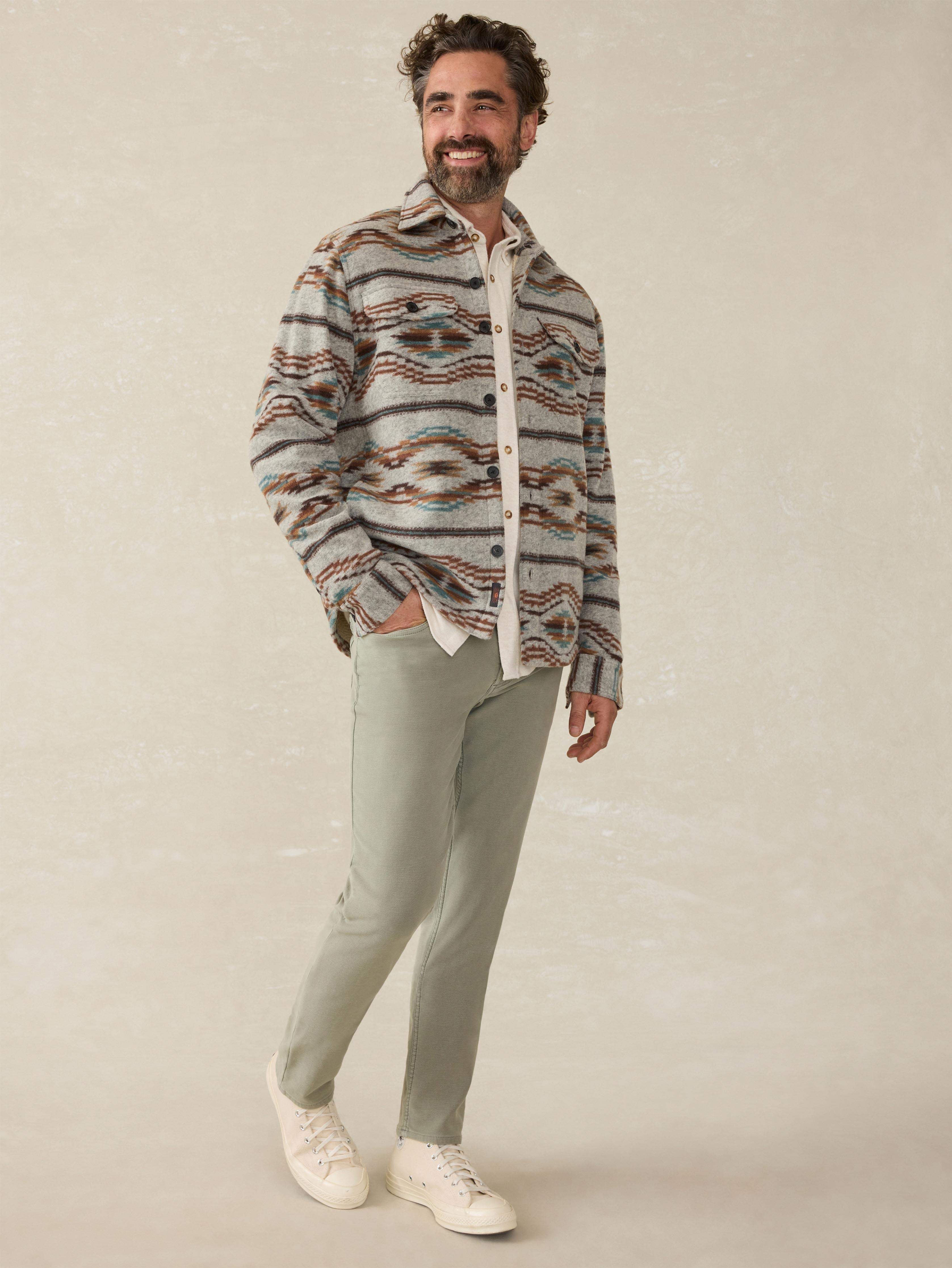 Stretch Terry 5-Pocket Athletic Fit Pant - Faded Olive - Image 4