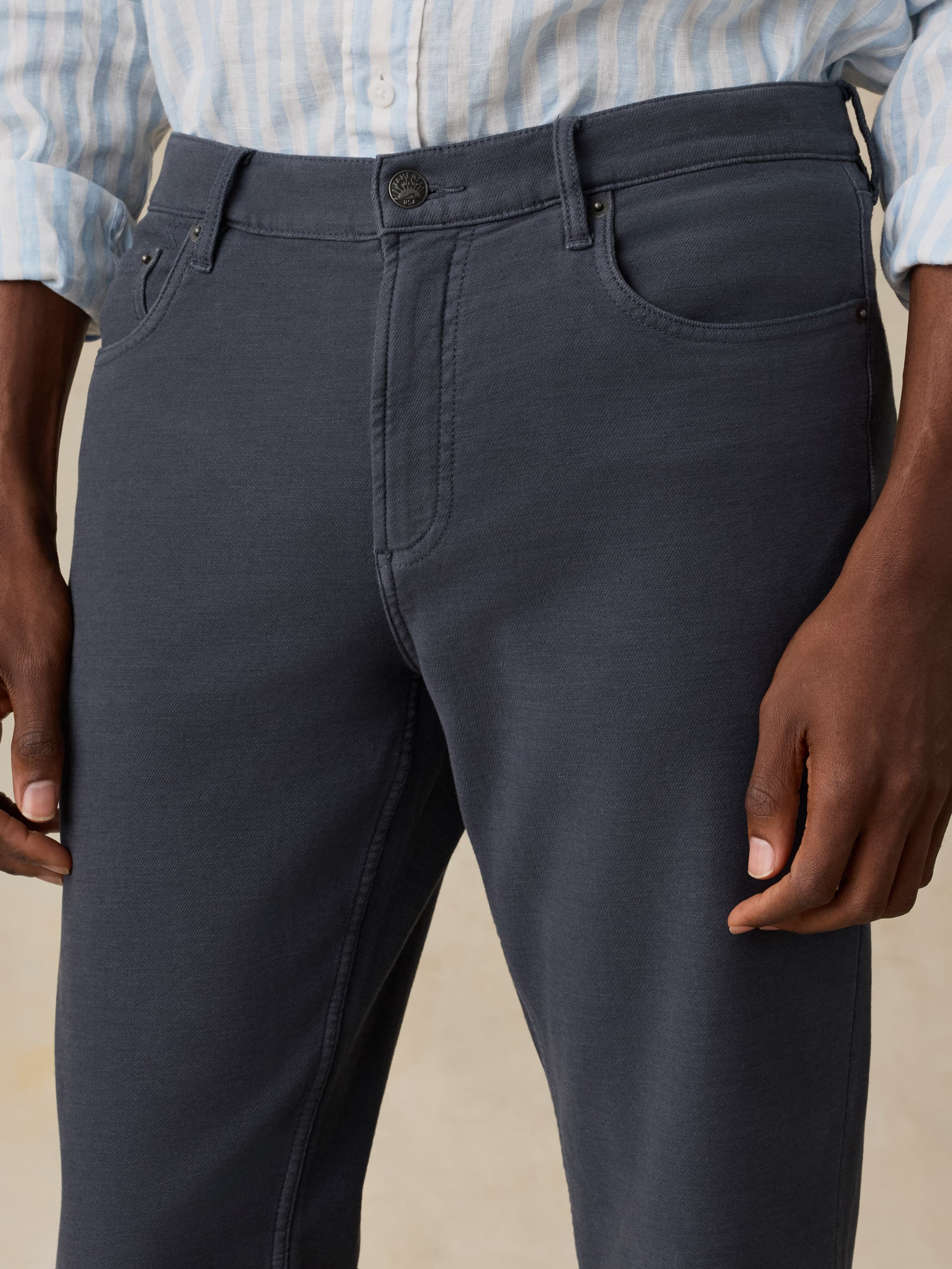 Stretch Terry 5-Pocket Pant - Navy - Image 4