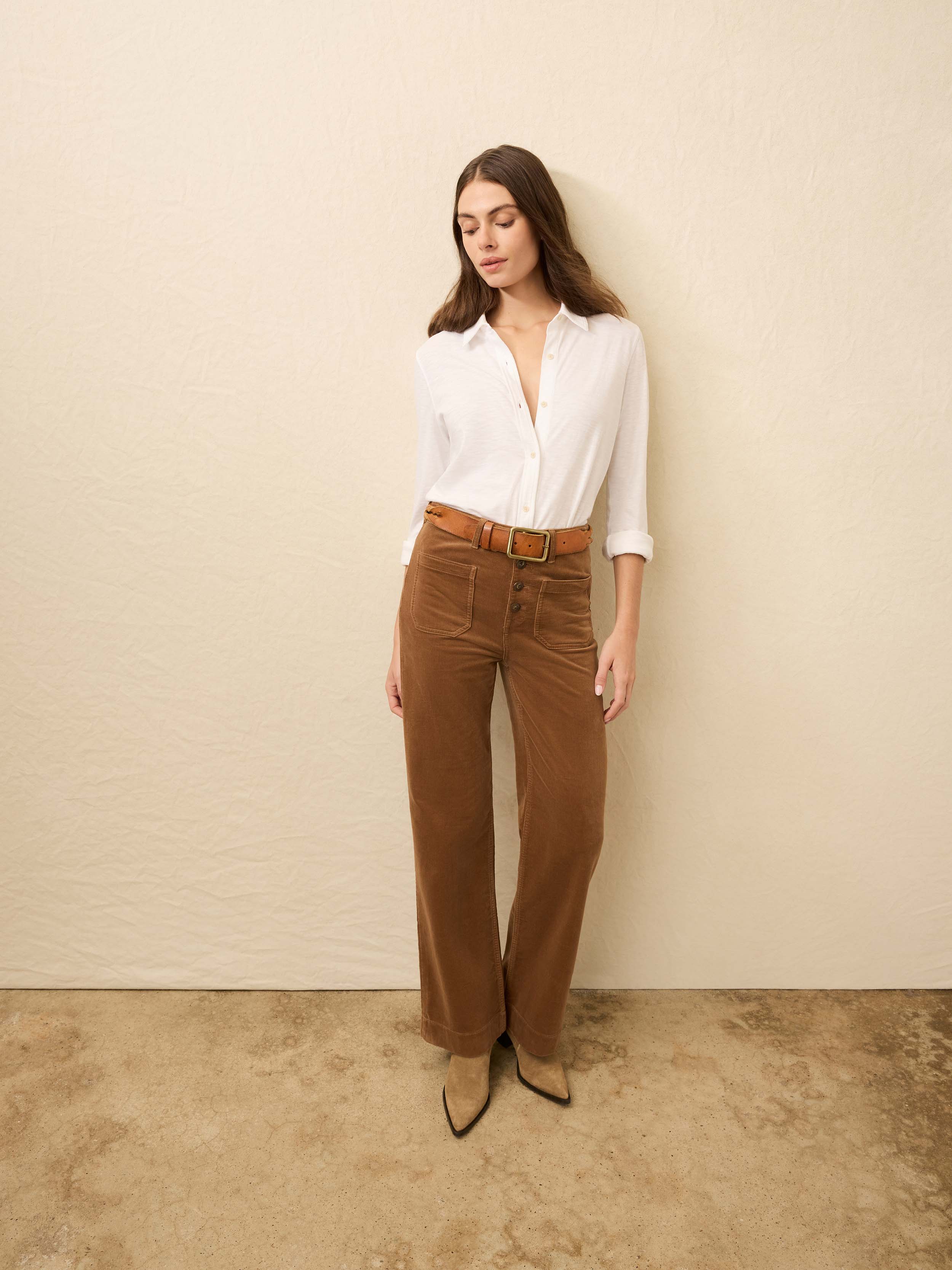 Stretch Terry Cord Patch Pocket Pant - Cord Brown - Image 3