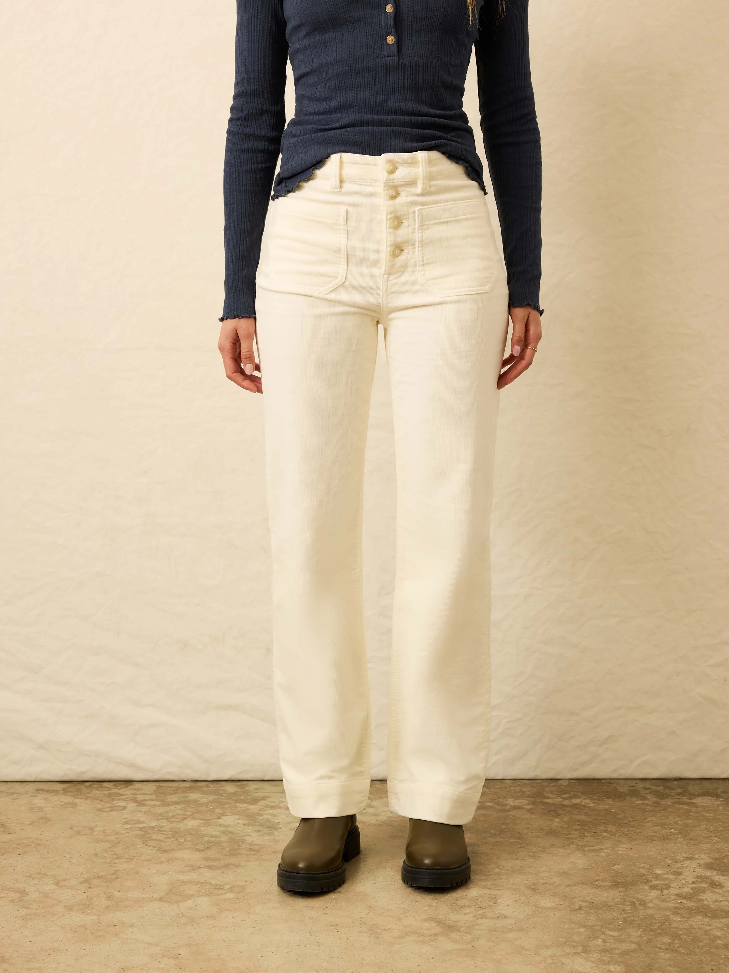 Stretch Terry Cord Patch Pocket Pant - Egret - Image 3