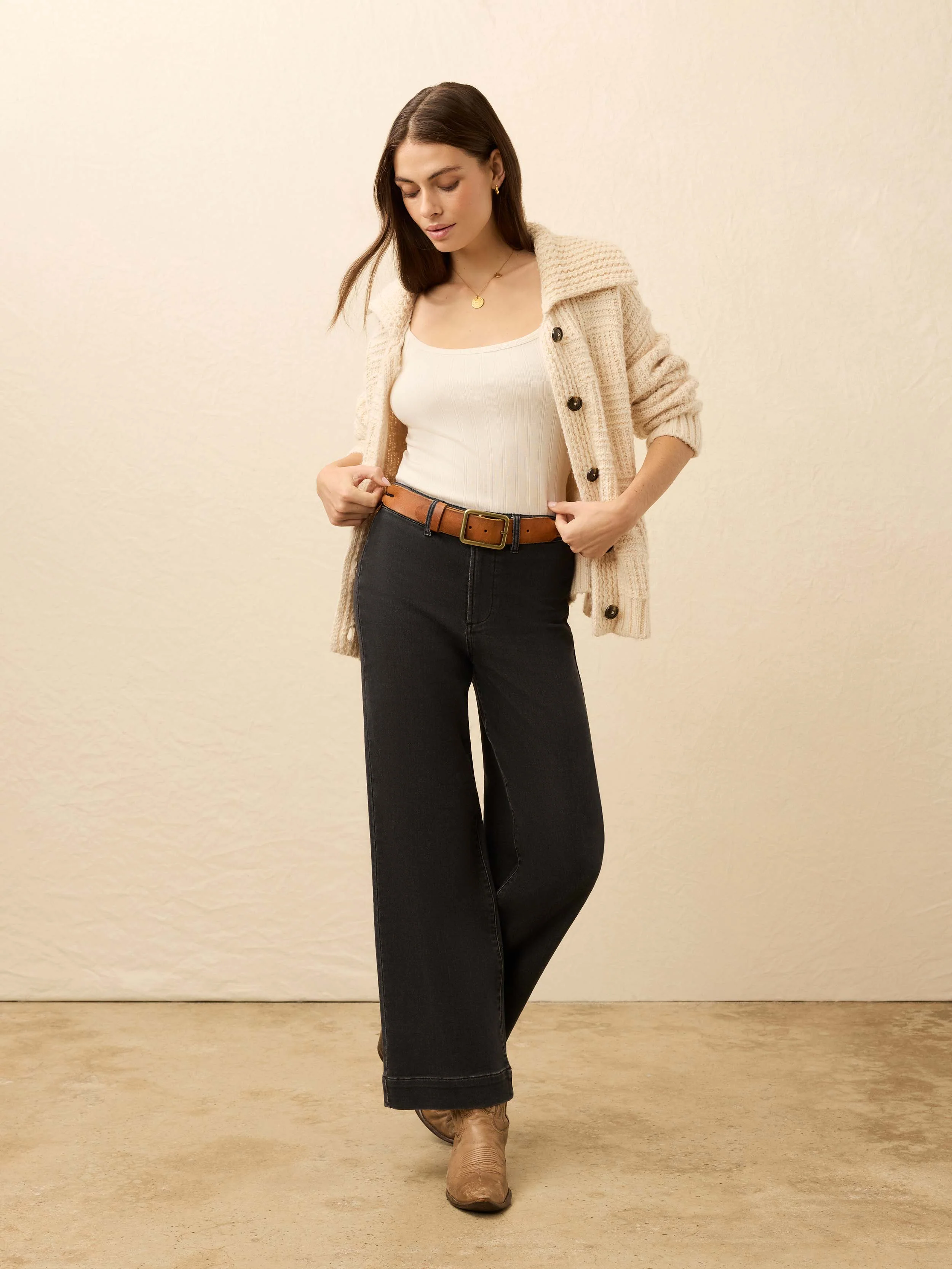 Stretch Terry Sailor Trouser - Onyx Black