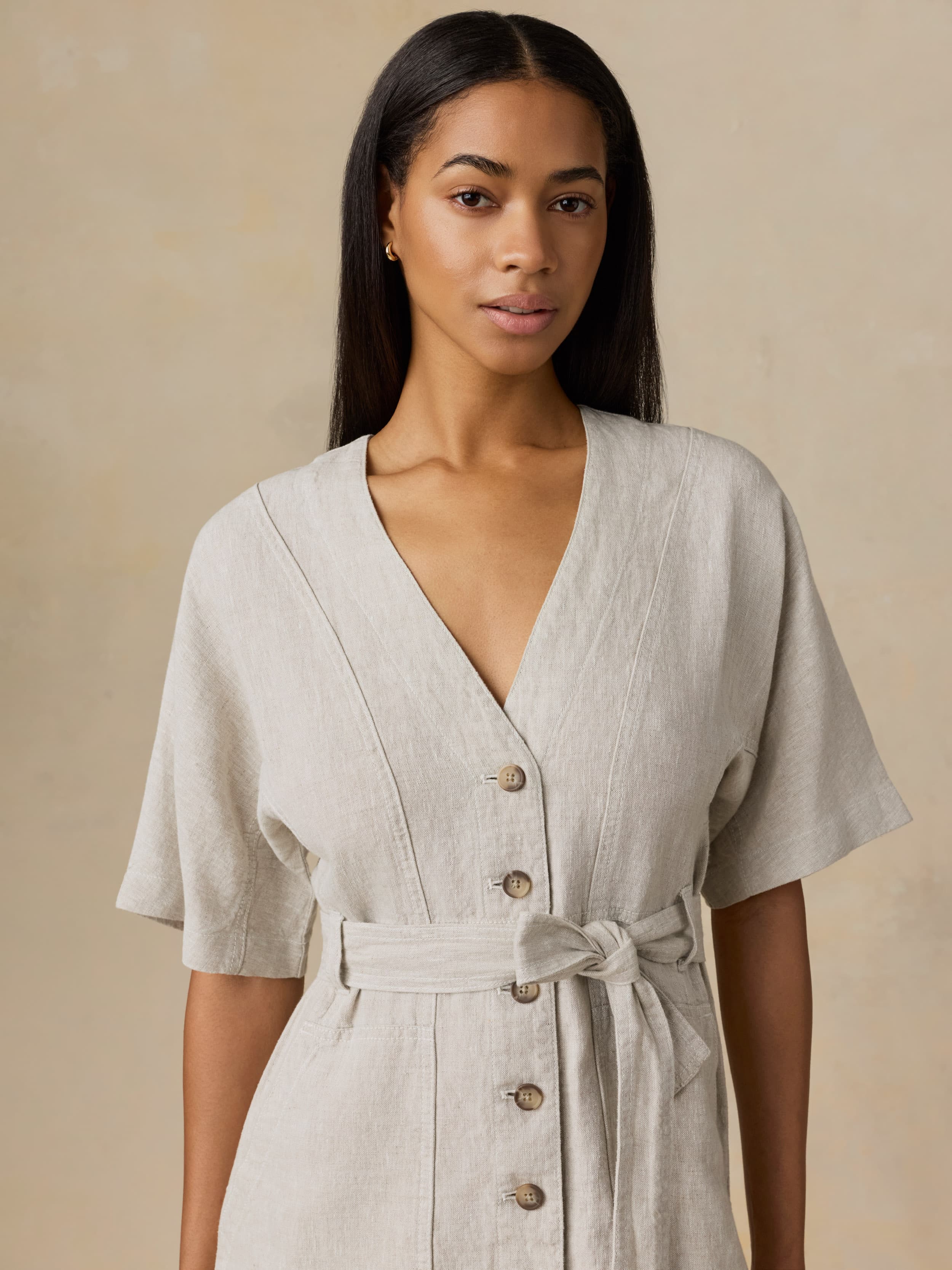 Sun Strider Linen Camille Mini Dress - Flax - Image 2