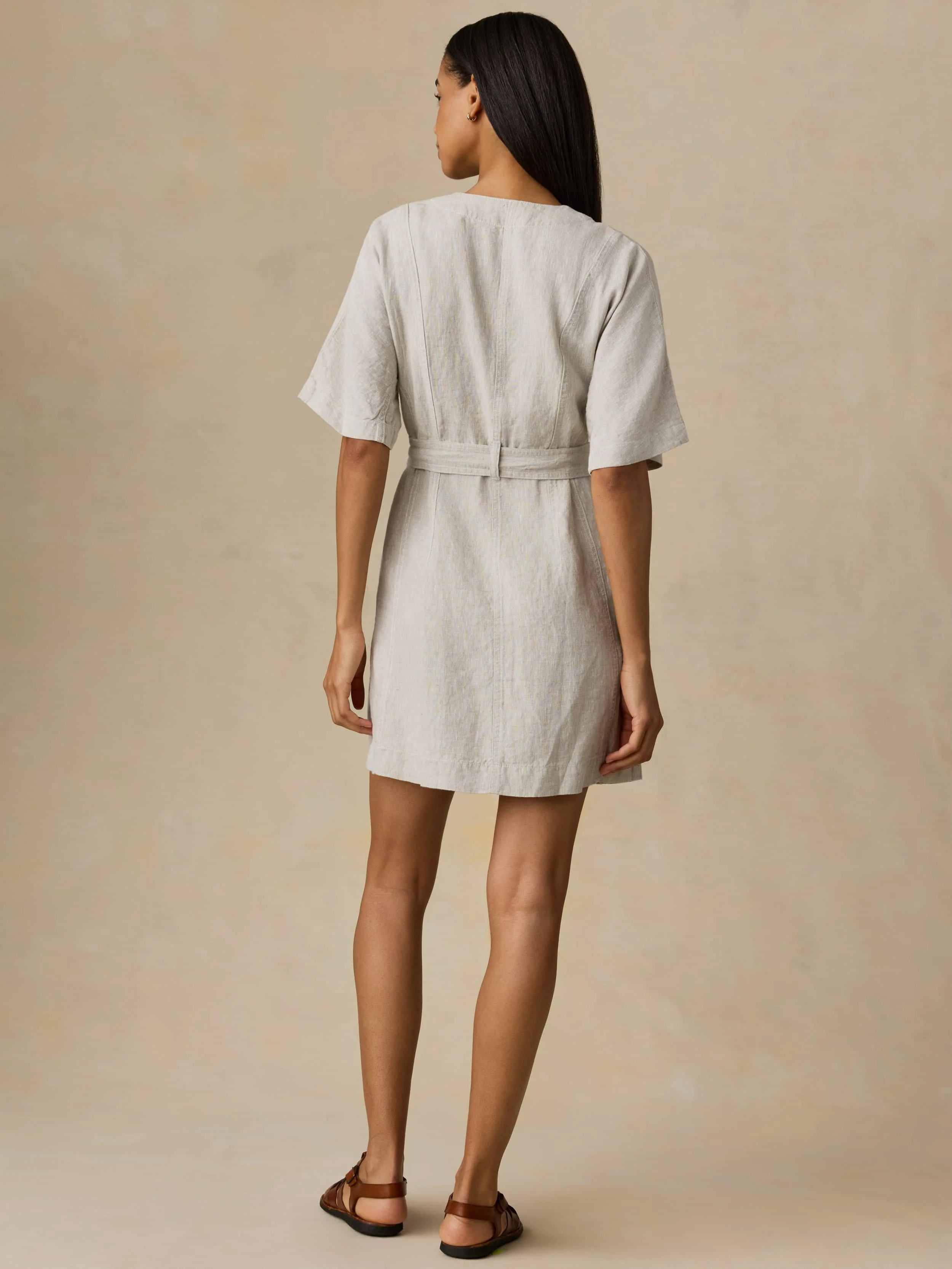 Sun Strider Linen Camille Mini Dress - Flax - Image 3