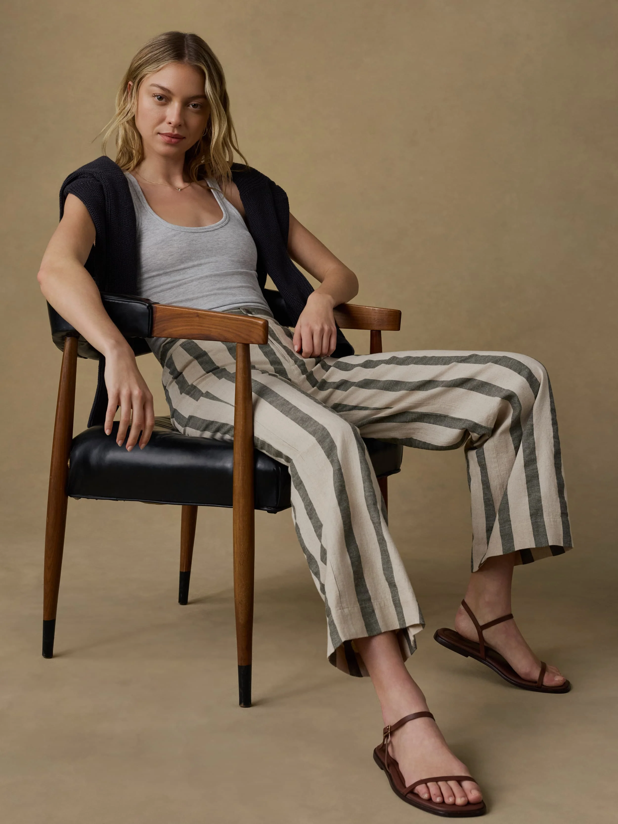 Sun Strider Cotton Linen Pant - Pine Bay Stripe - Image 2