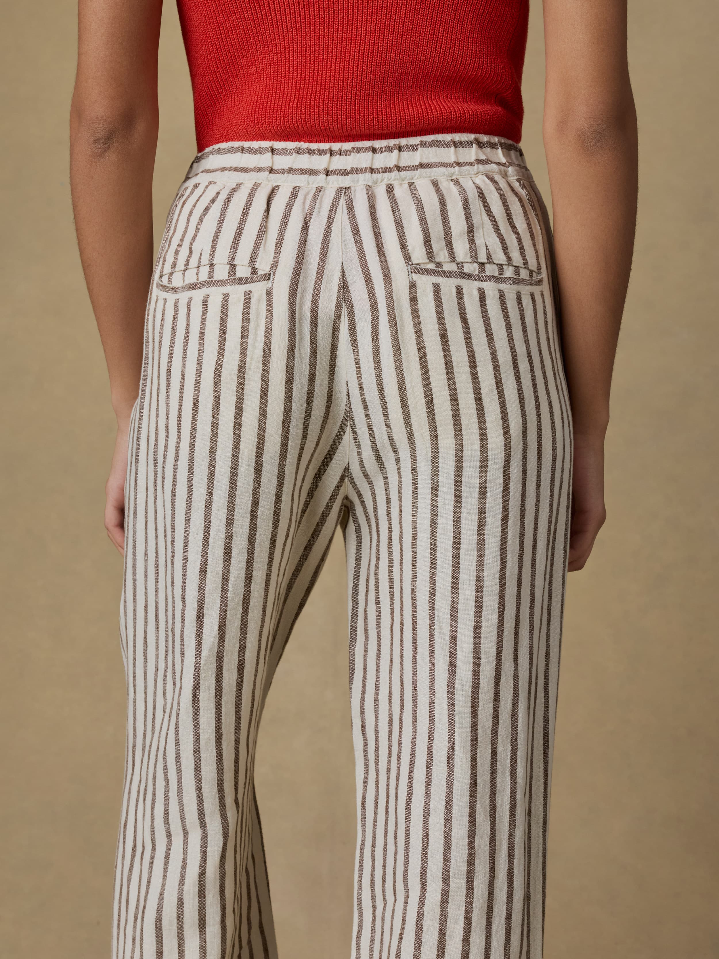 Sun Strider Linen Pant - Cocoa Grove Stripe - Image 7