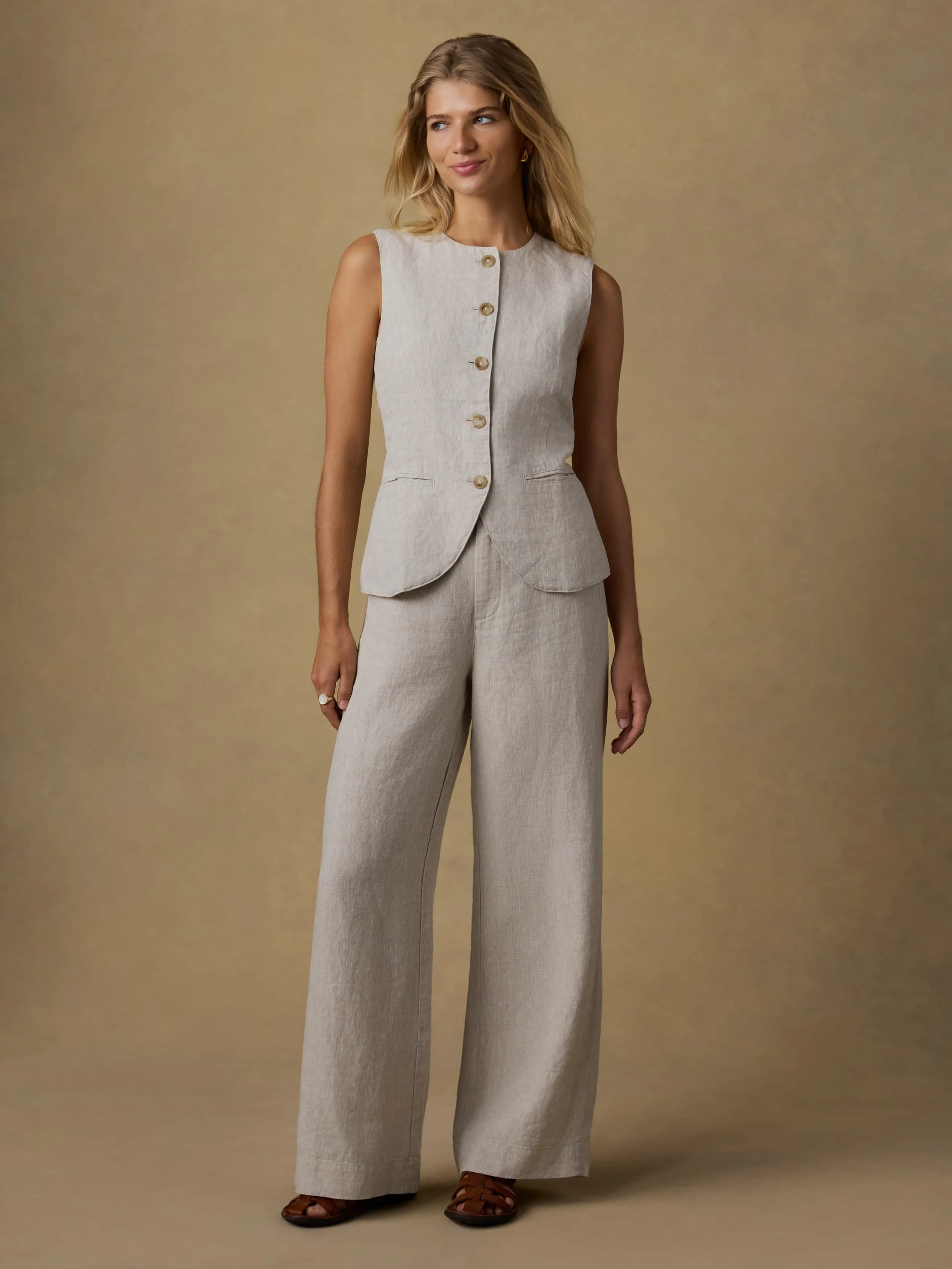 Sun Strider Linen Vest - Flax - Image 3