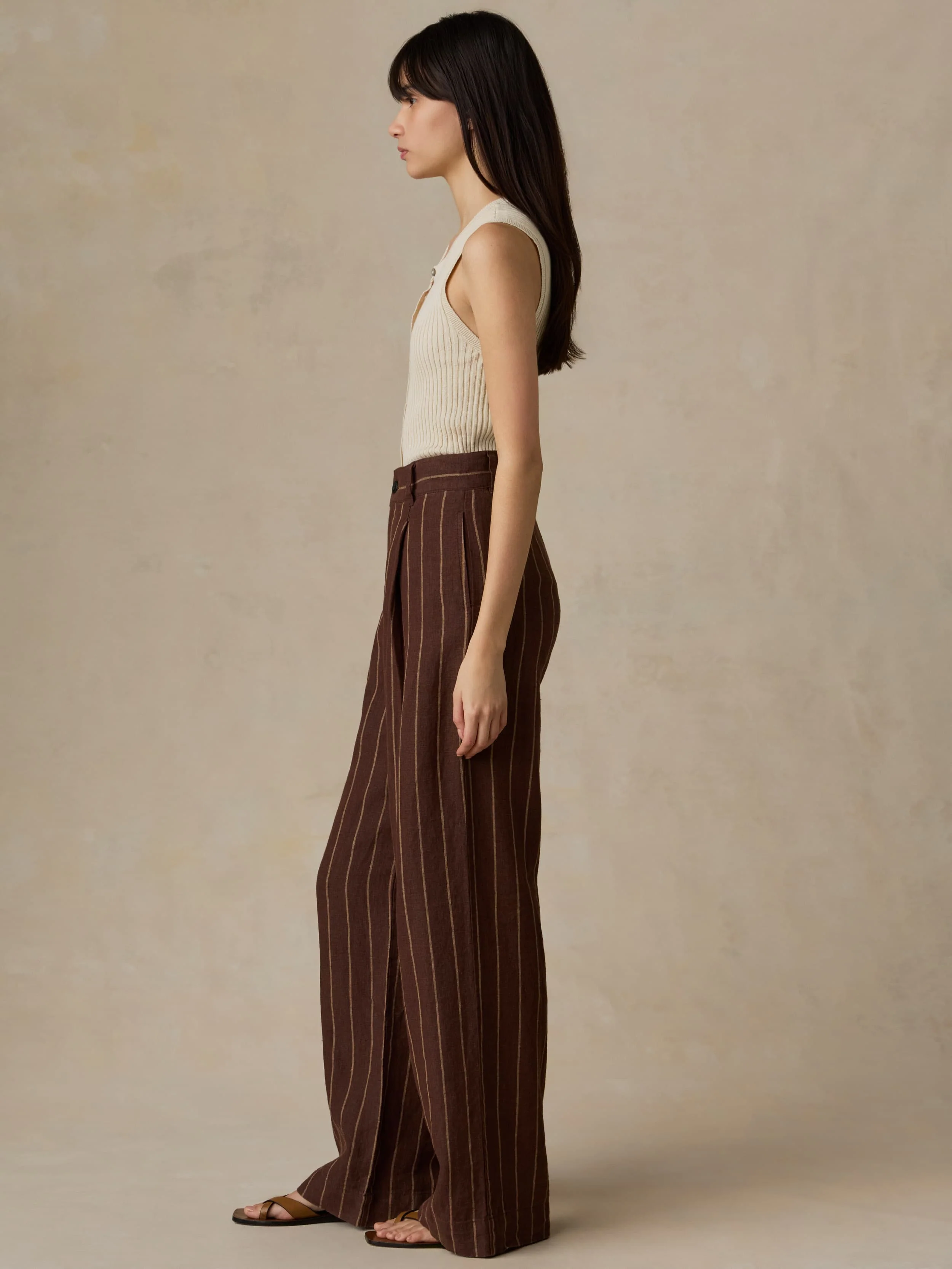 Sun Strider Linen Pleated Pant - Harbor Line Stripe - Image 4