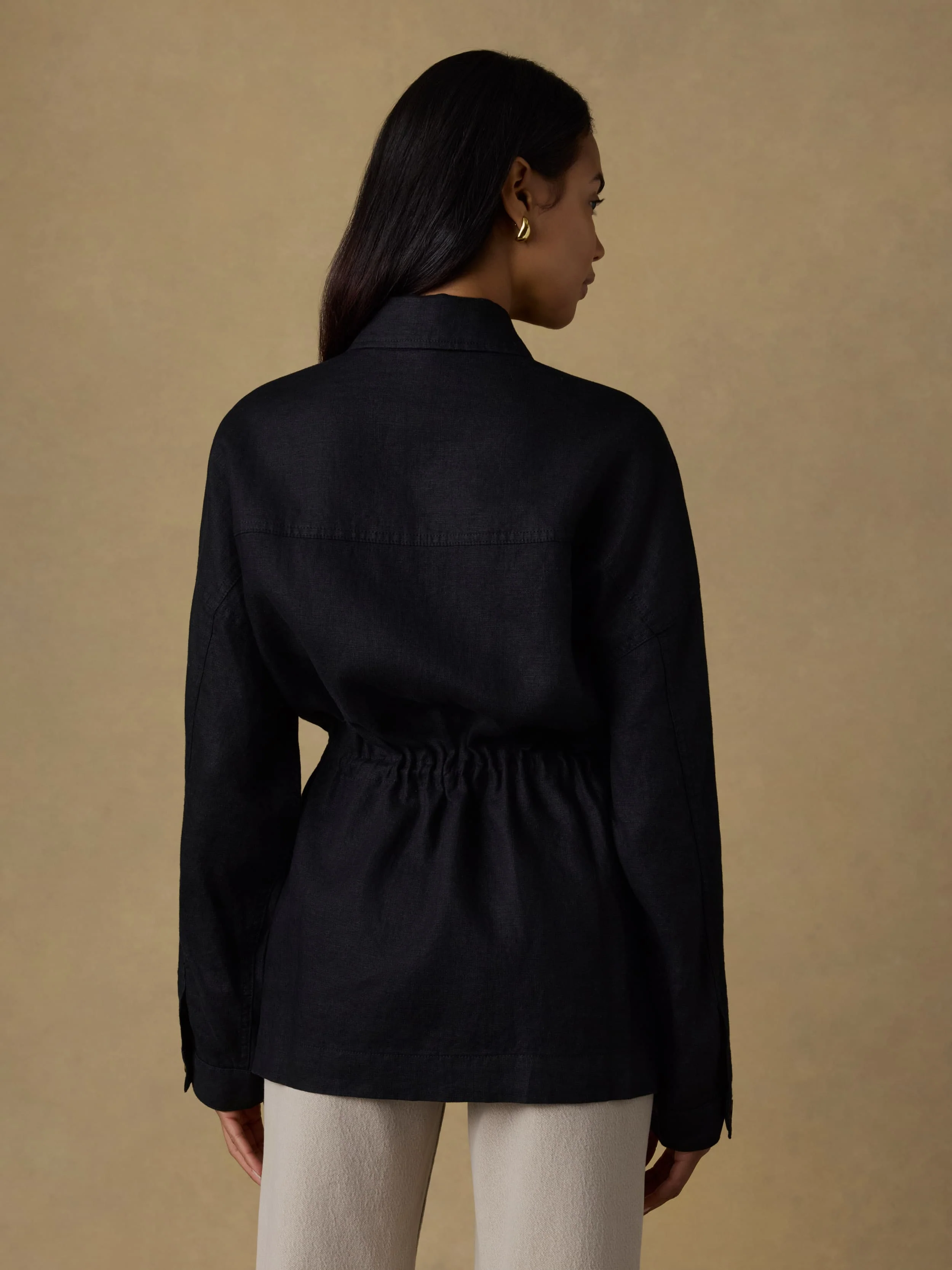 Sun Strider Linen Utility Jacket - Black - Image 5
