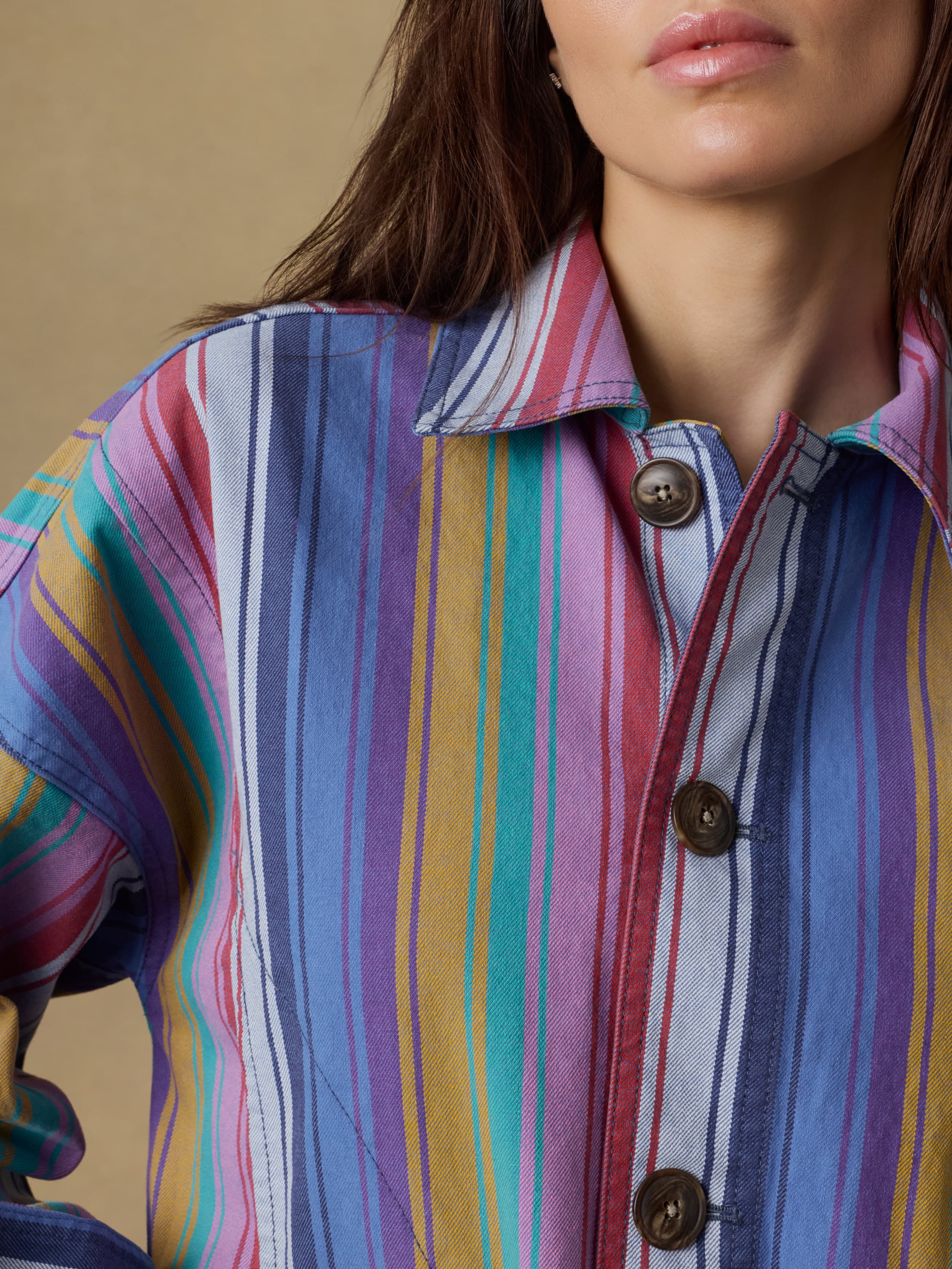 Sunset Denim Chore Jacket - Painted Row Stripe - Image 5