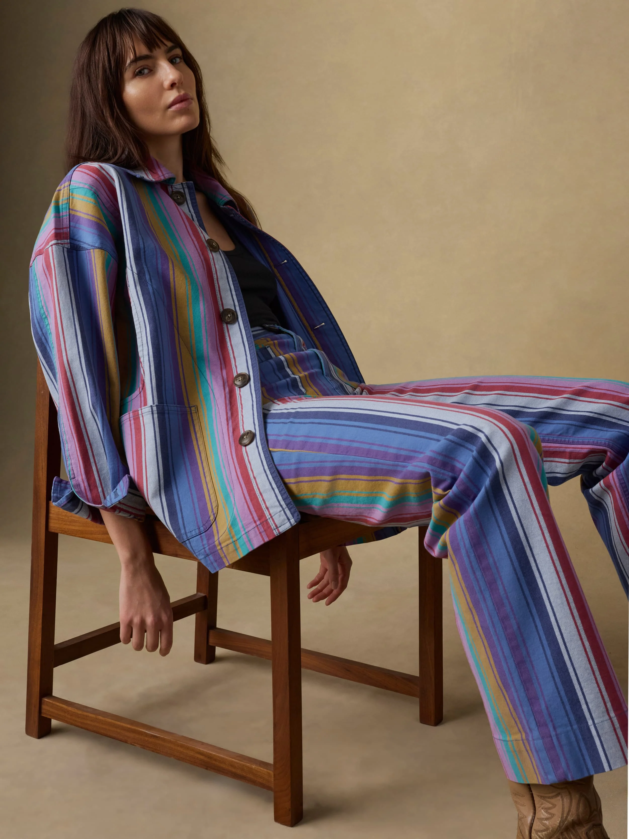 Sunset Denim Patch Pocket Pant - Painted Row Stripe - Image 2