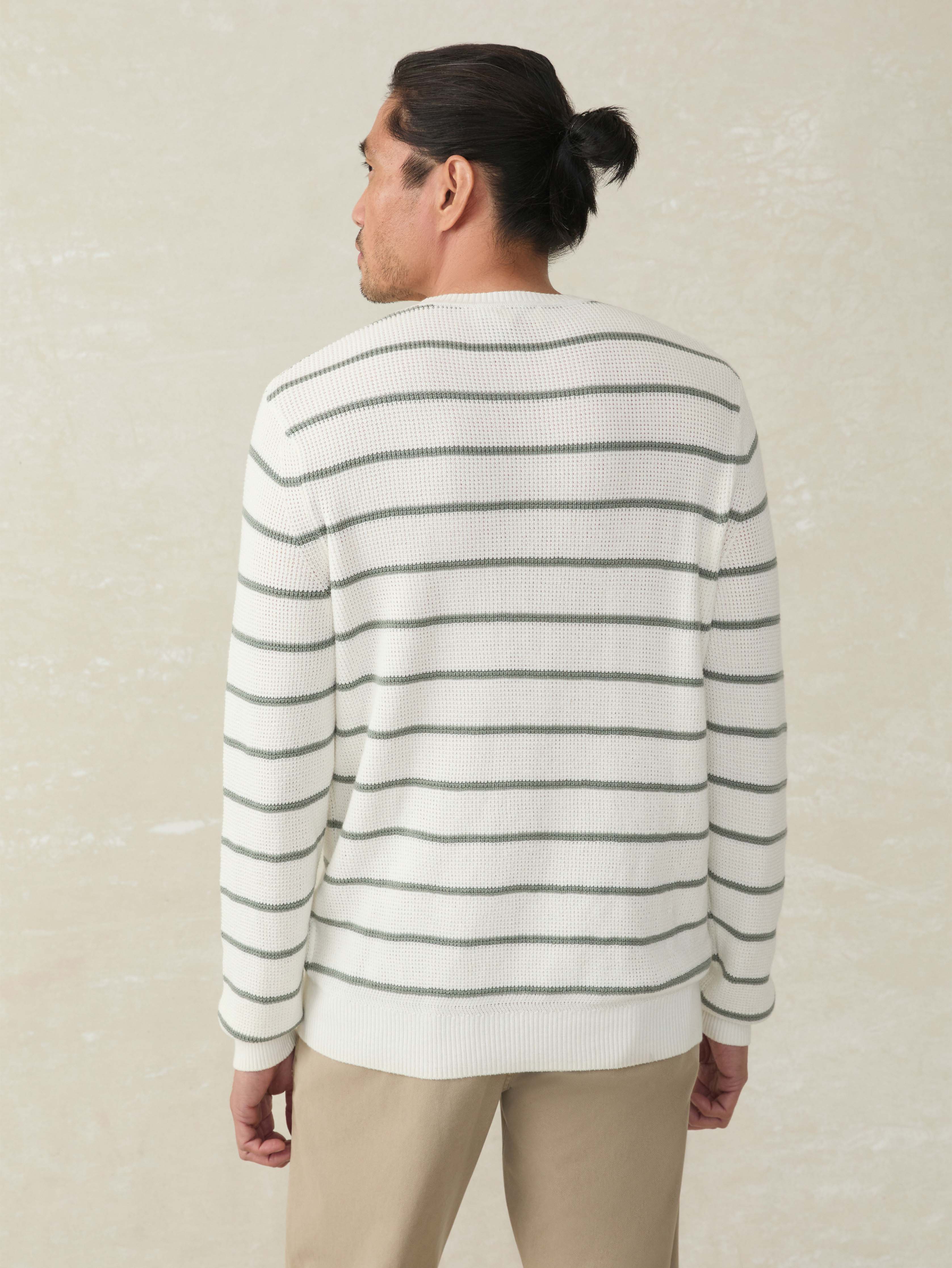 Sunwashed Crewneck Sweater - White Sage Stripe - Image 4