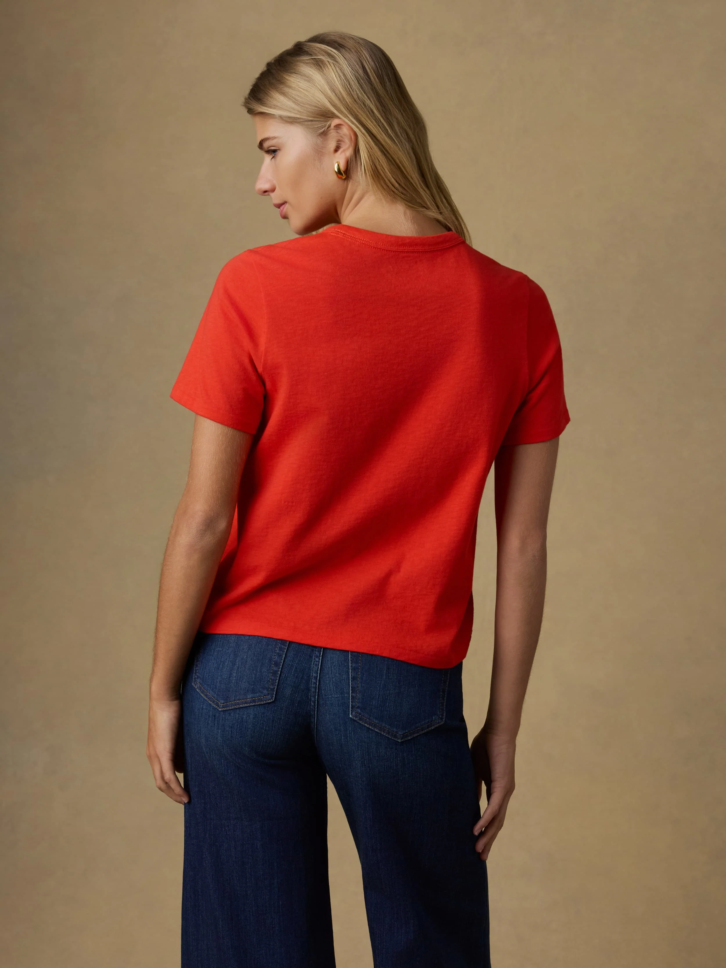 Sunwashed Regenerative Tee - Poppy Red - Image 3