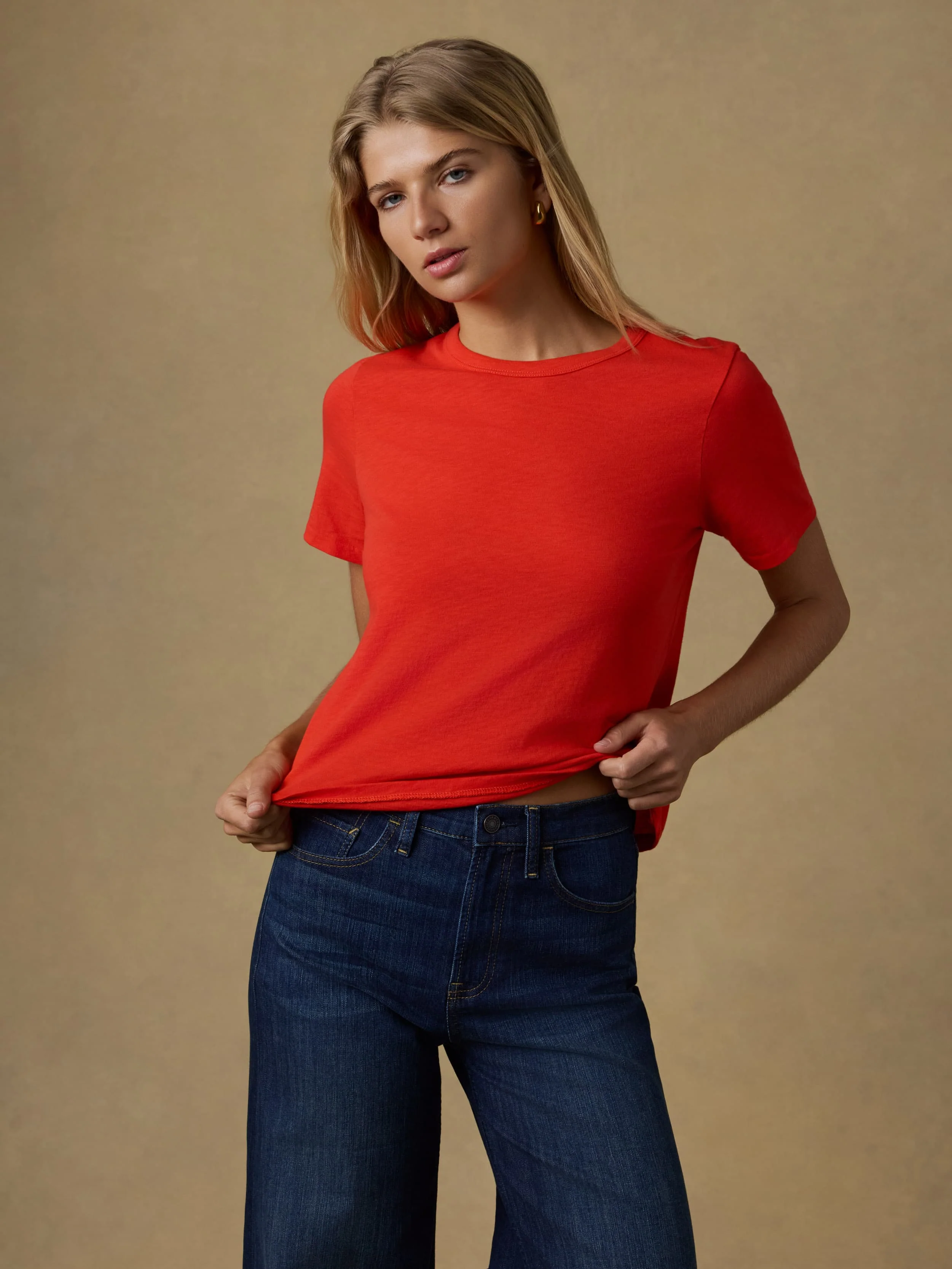Sunwashed Regenerative Tee - Poppy Red - Image 6