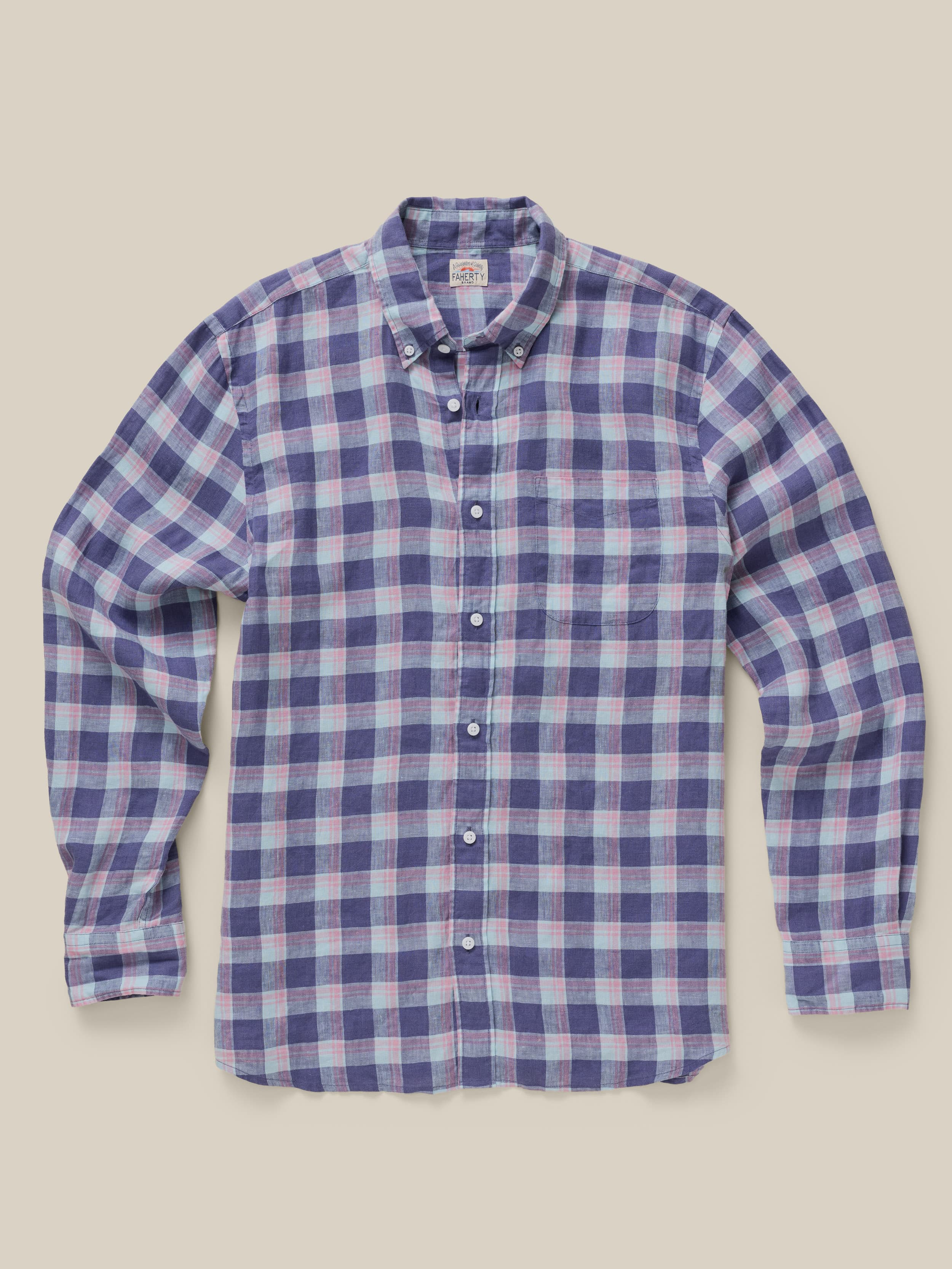 Sunwashed Linen Shirt - Coastal Lake Plaid - Image 8