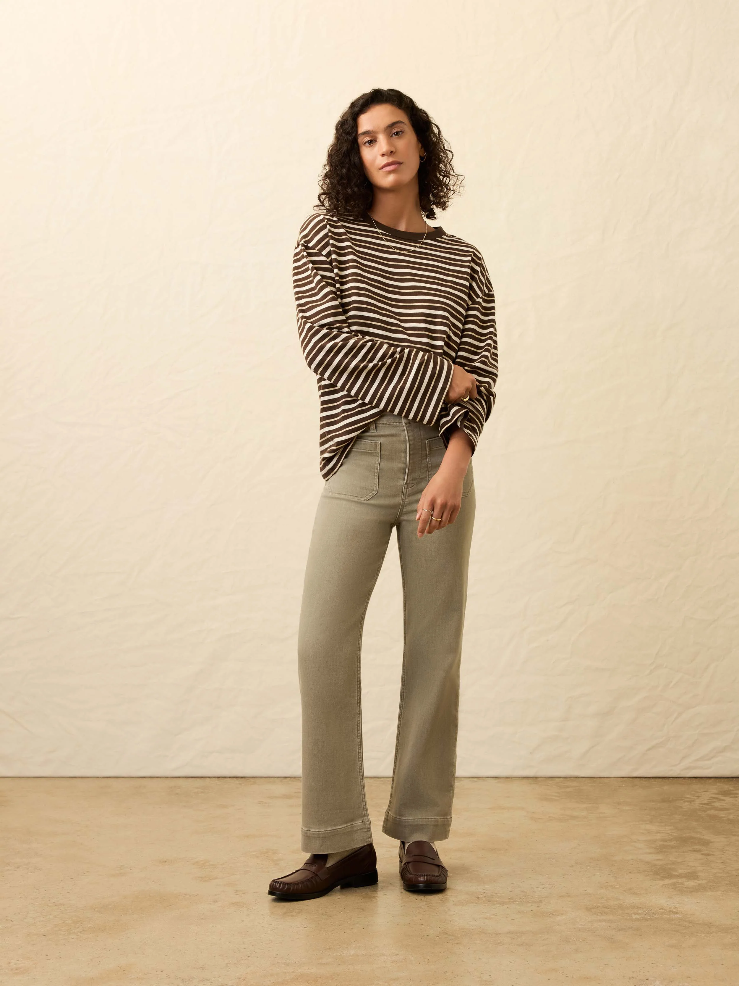 Sunwashed Long-Sleeve Retro Tee - Sand Drift Stripe - Image 3