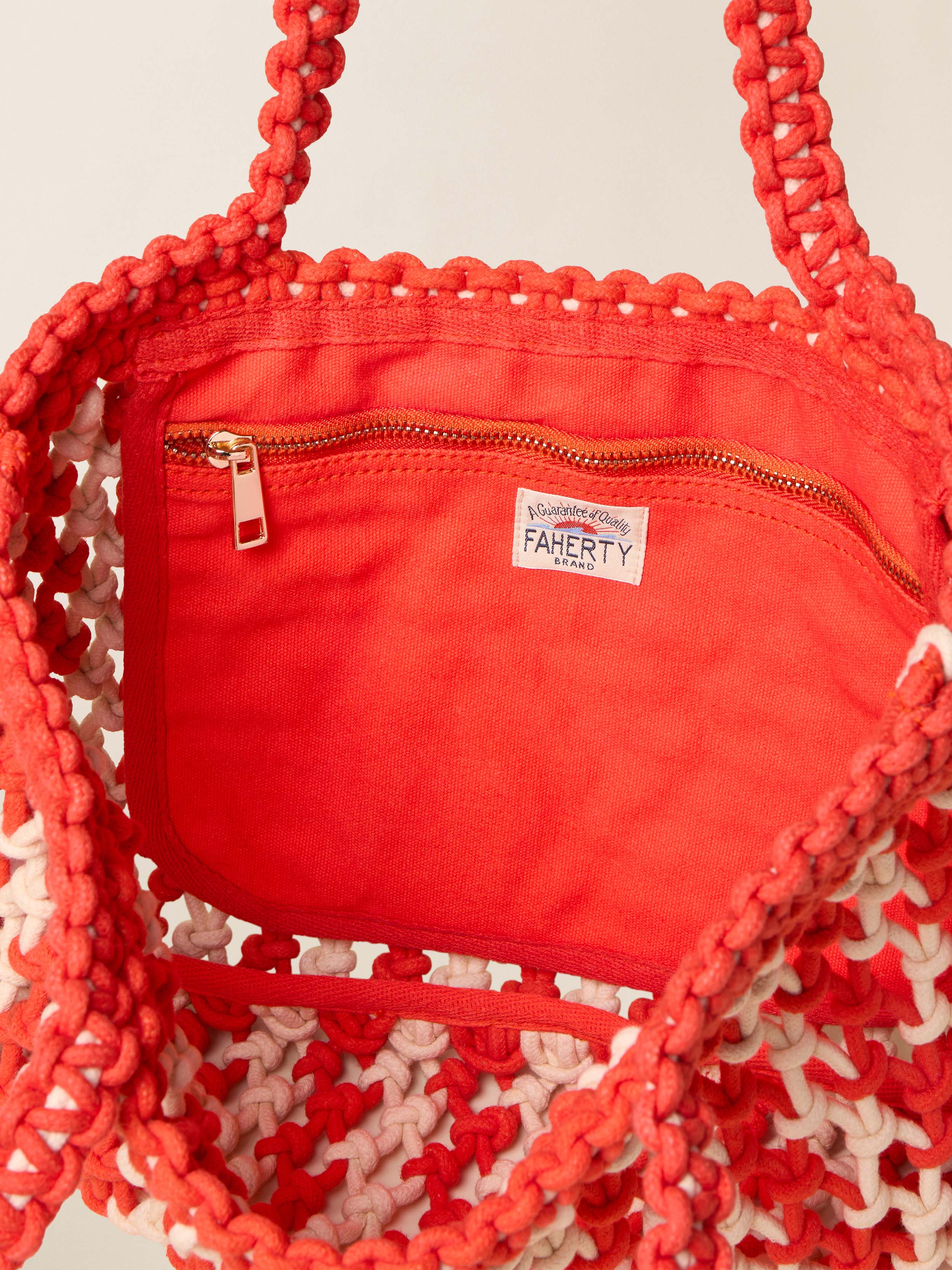 Sunwashed Macrame Tote - Poppy Red - Image 2