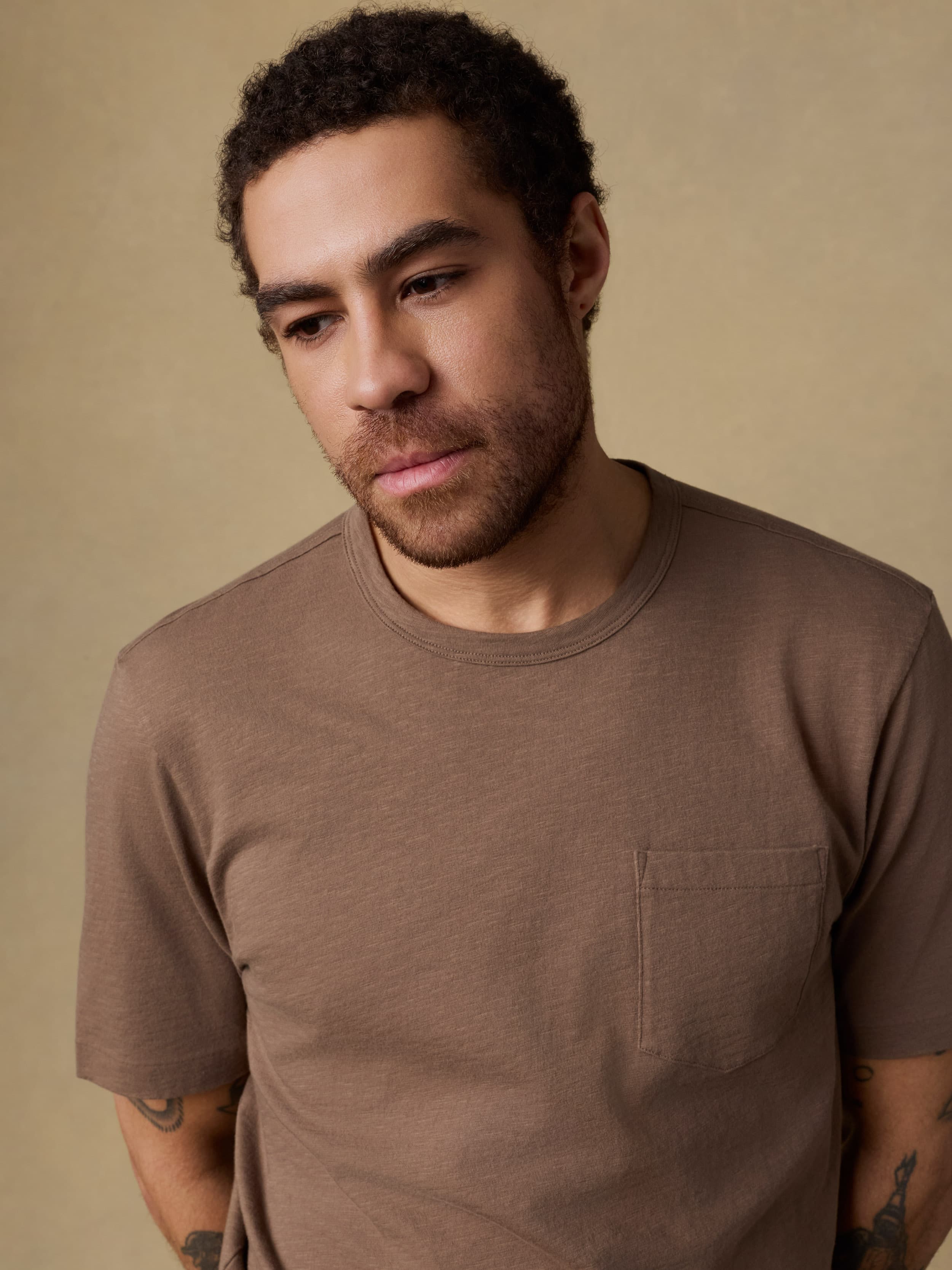 Sunwashed Regenerative Pocket Tee - Island Brown - Image 6