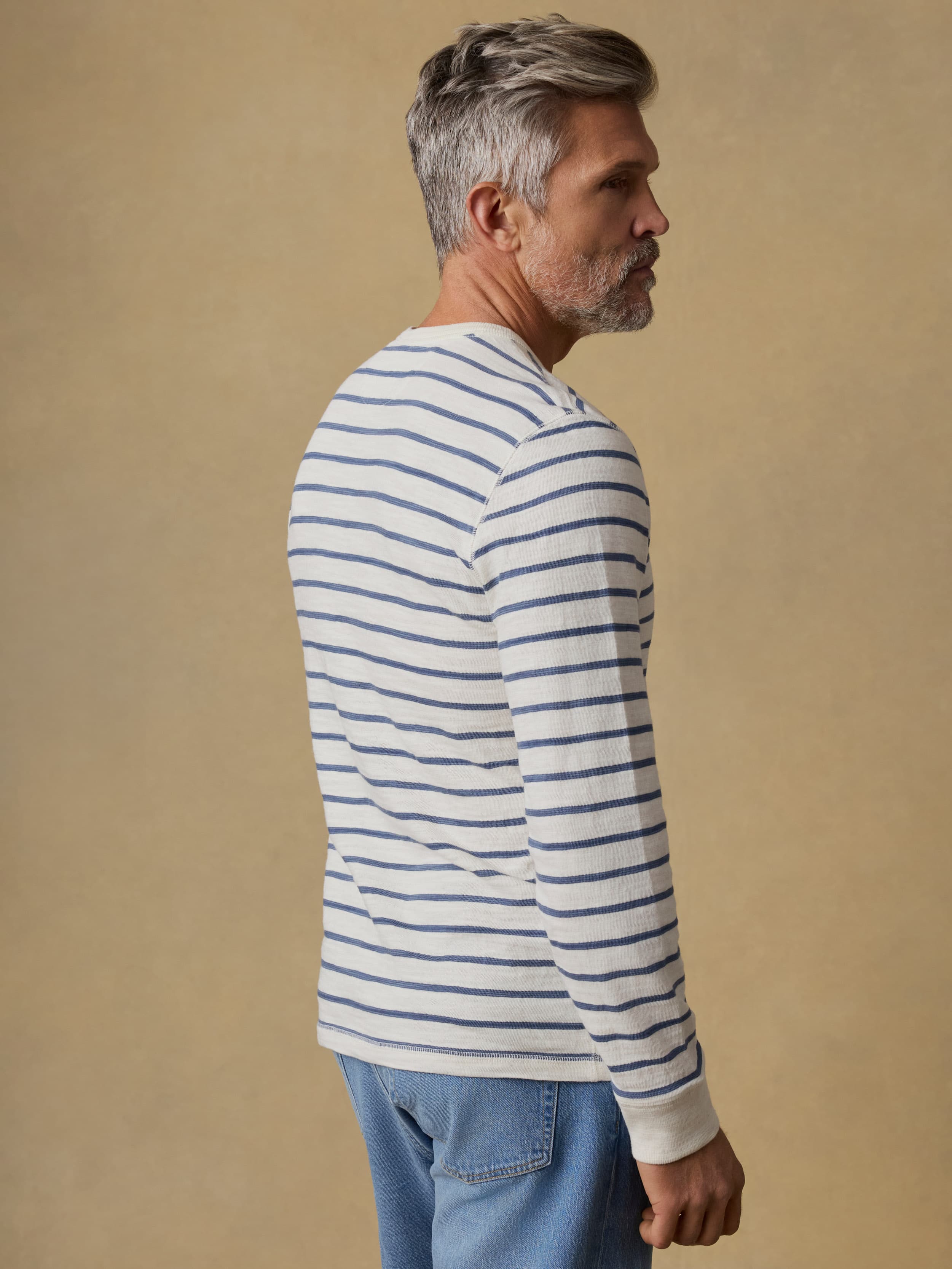 Sunwashed Organic Crew - Ivory Dusk Breton Stripe - Image 3
