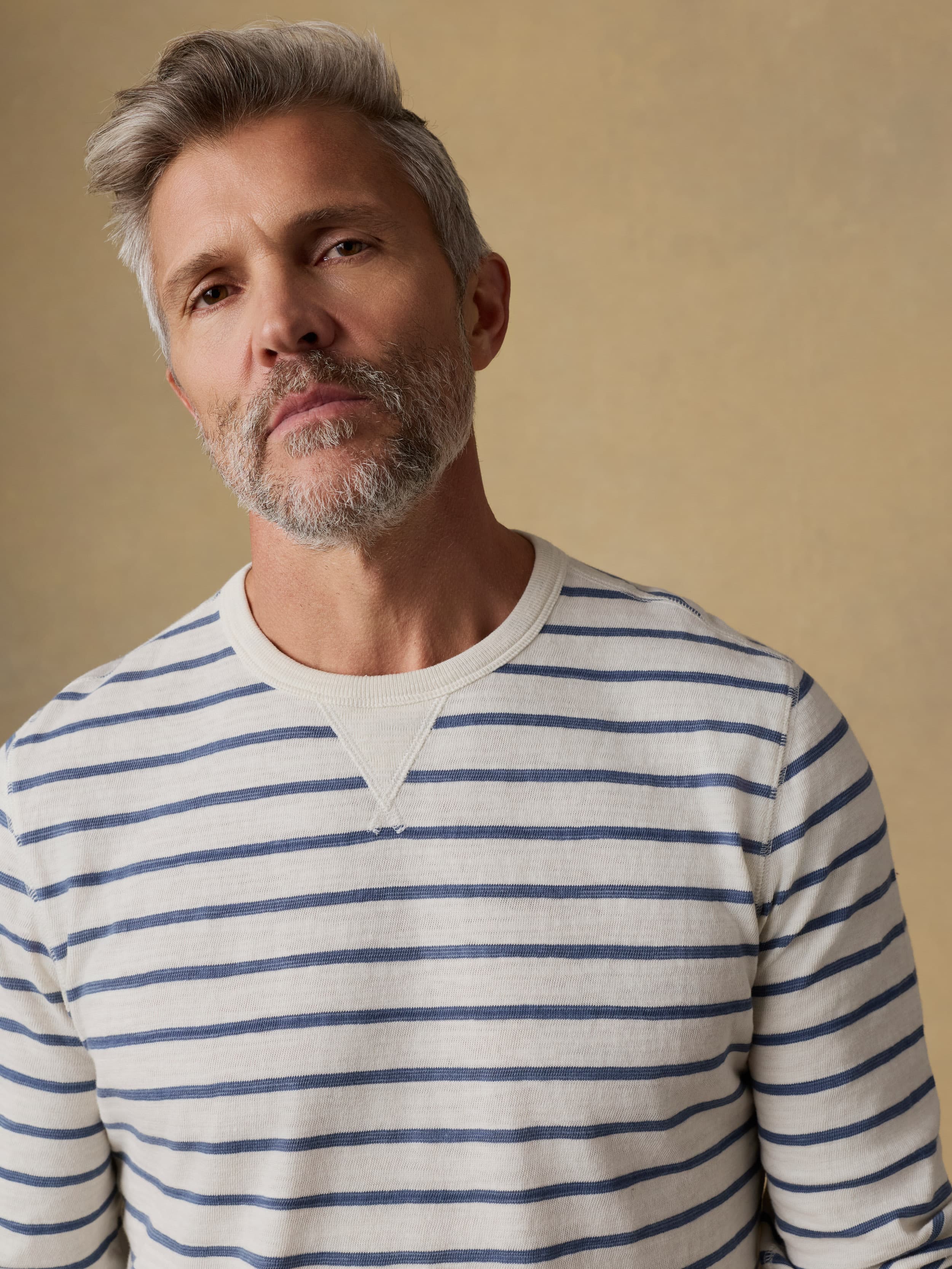 Sunwashed Organic Crew - Ivory Dusk Breton Stripe - Image 4