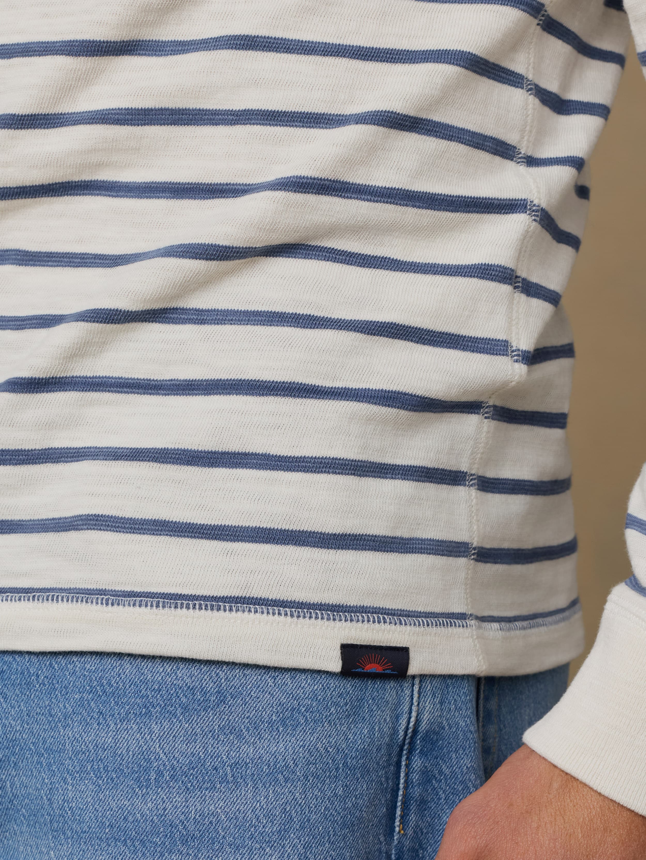 Sunwashed Organic Crew - Ivory Dusk Breton Stripe - Image 5