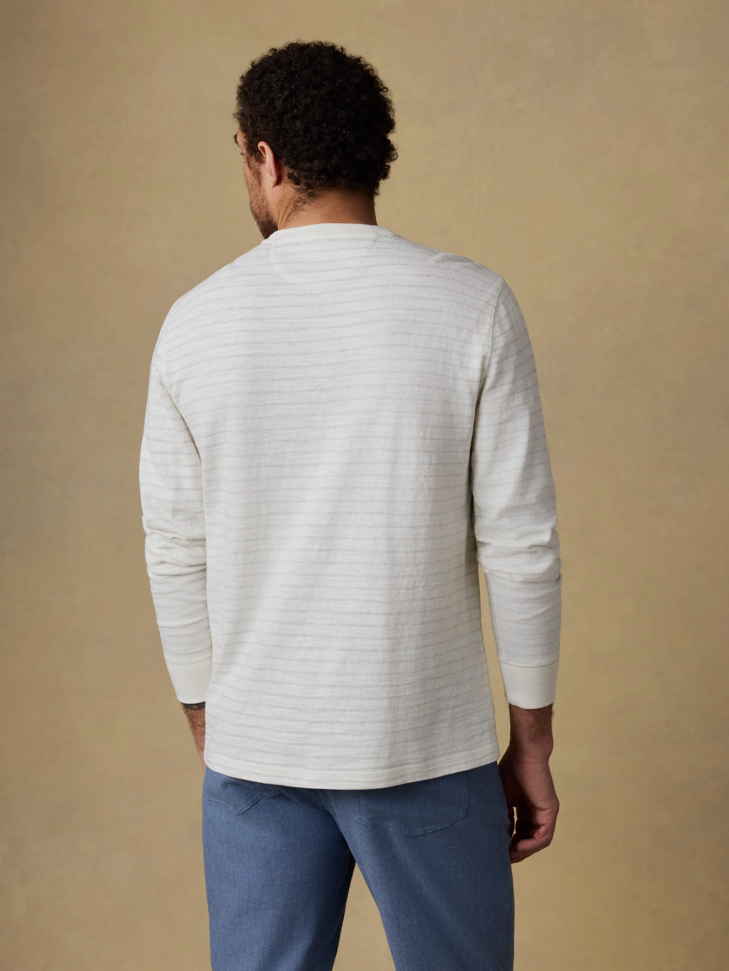Sunwashed Organic Henley - Ivory Rock Stripe - Image 3