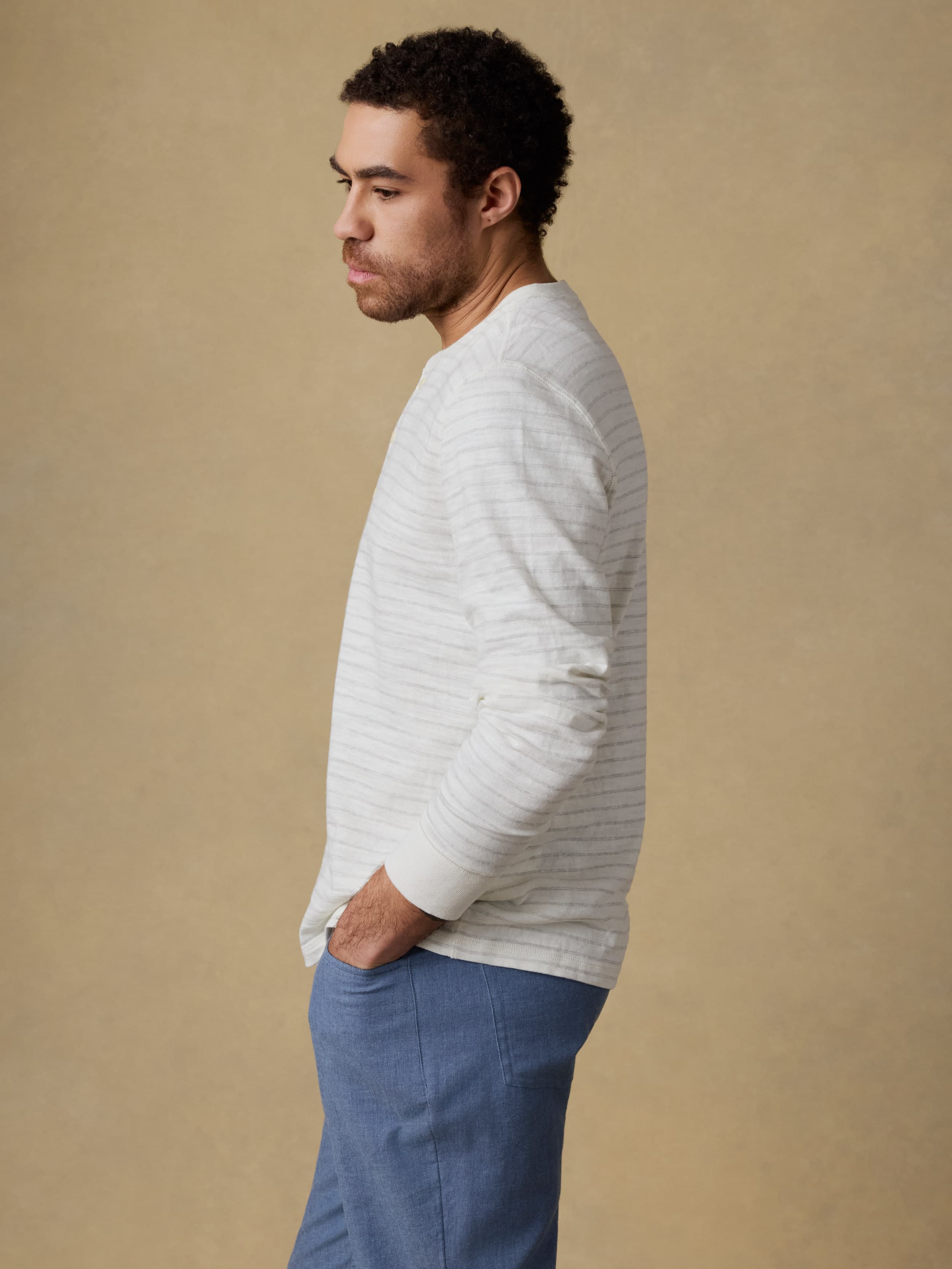 Sunwashed Organic Henley - Ivory Rock Stripe - Image 6